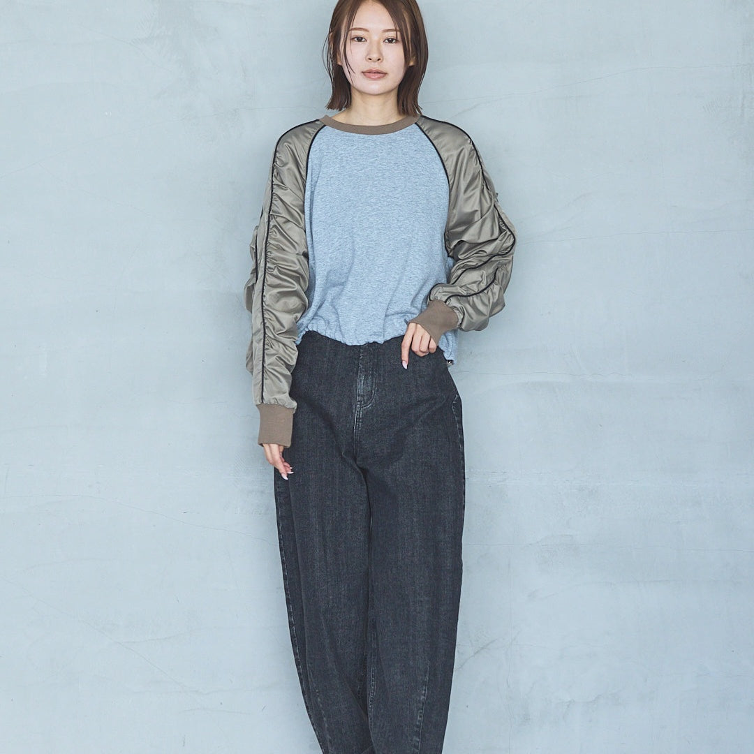 Bomber Heat Taffeta Gathered Design Pullover