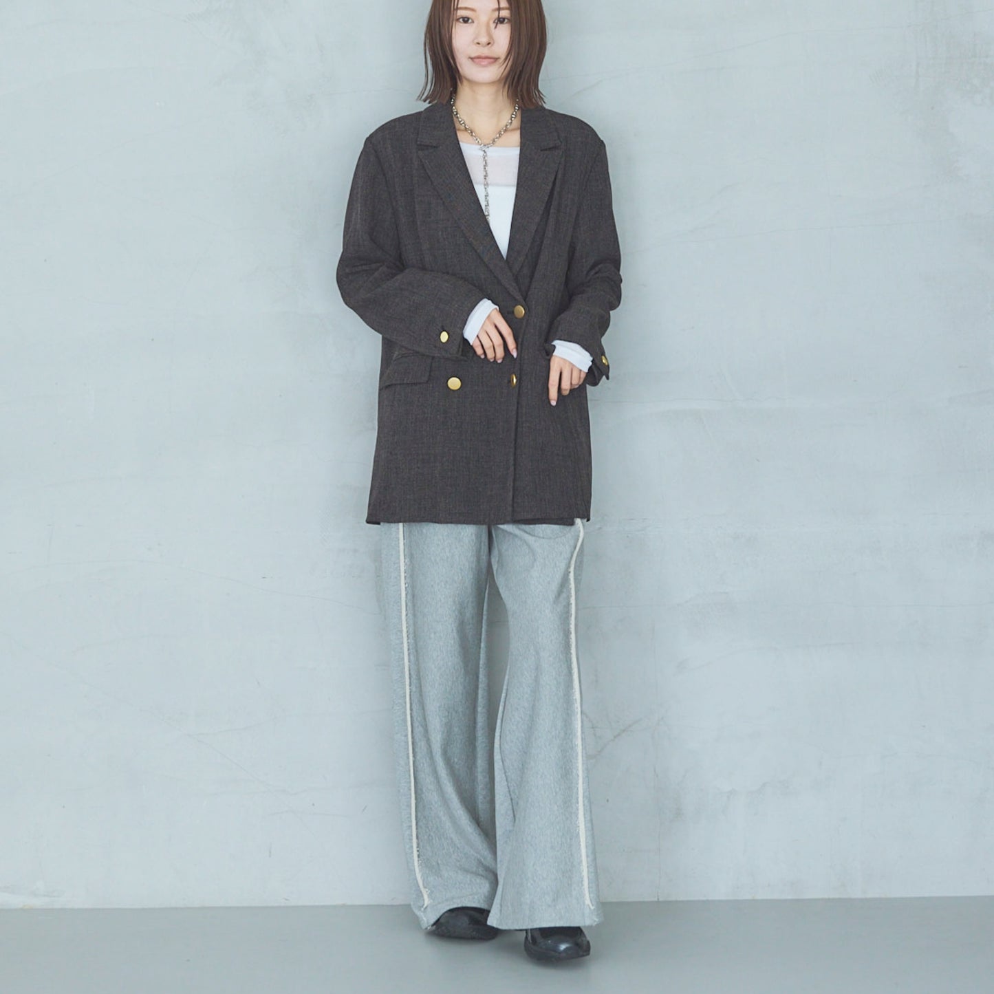 Polyester Stretch Double-Breasted Jacket
