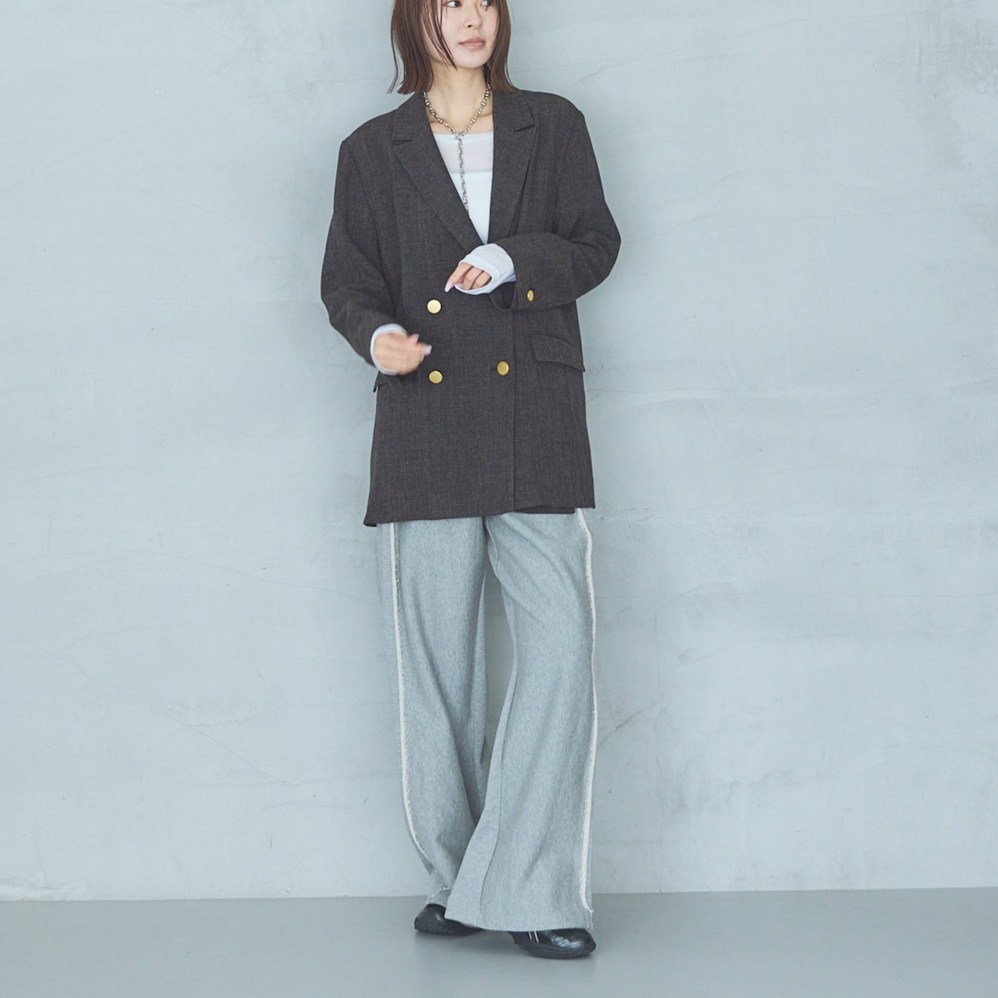 Polyester Stretch Double-Breasted Jacket