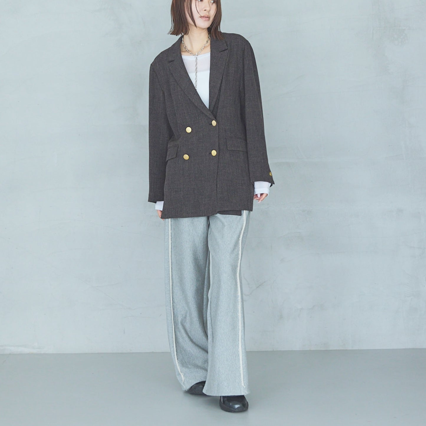 Polyester Stretch Double-Breasted Jacket