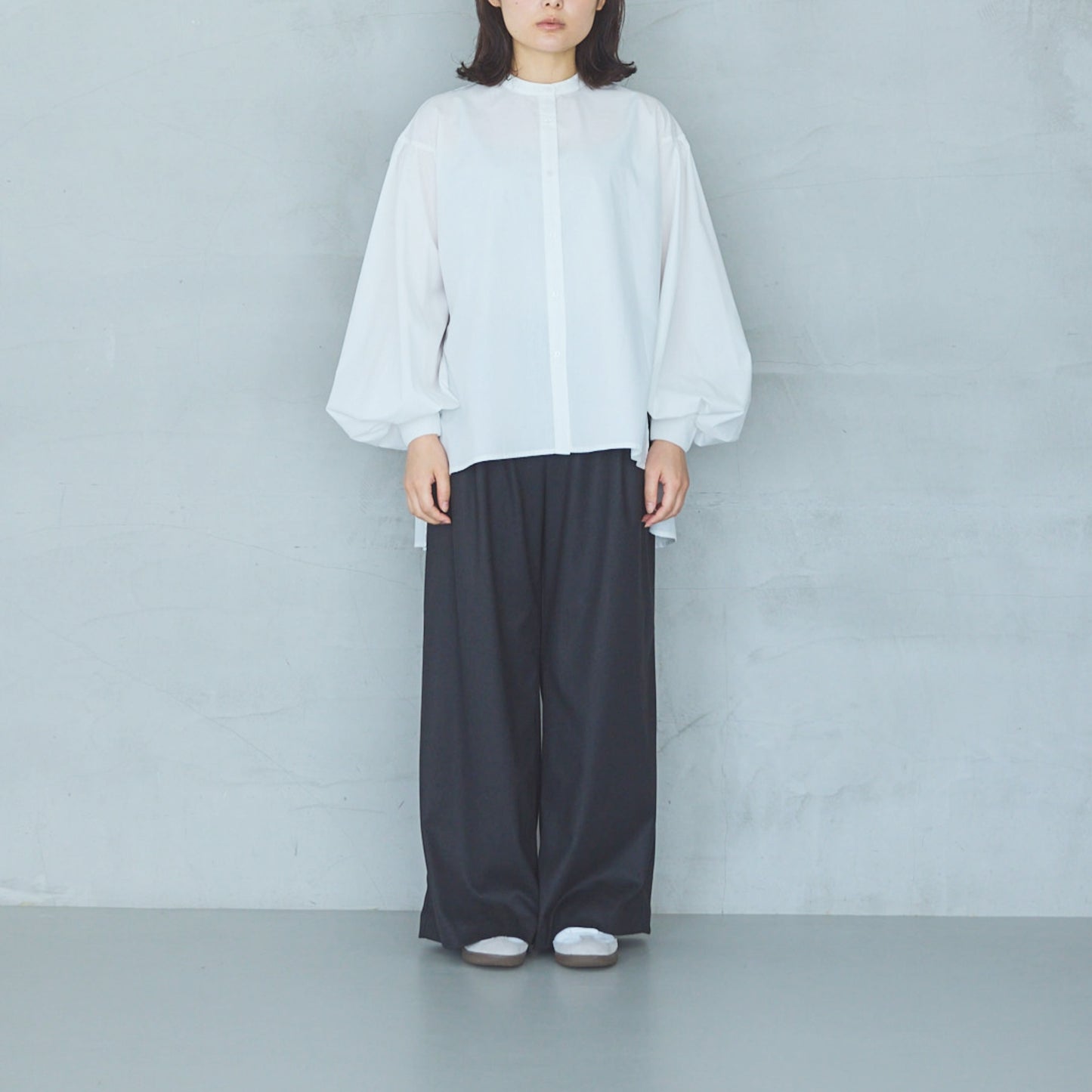 Volume Sleeve Blouse with Ribbed Cuffs
