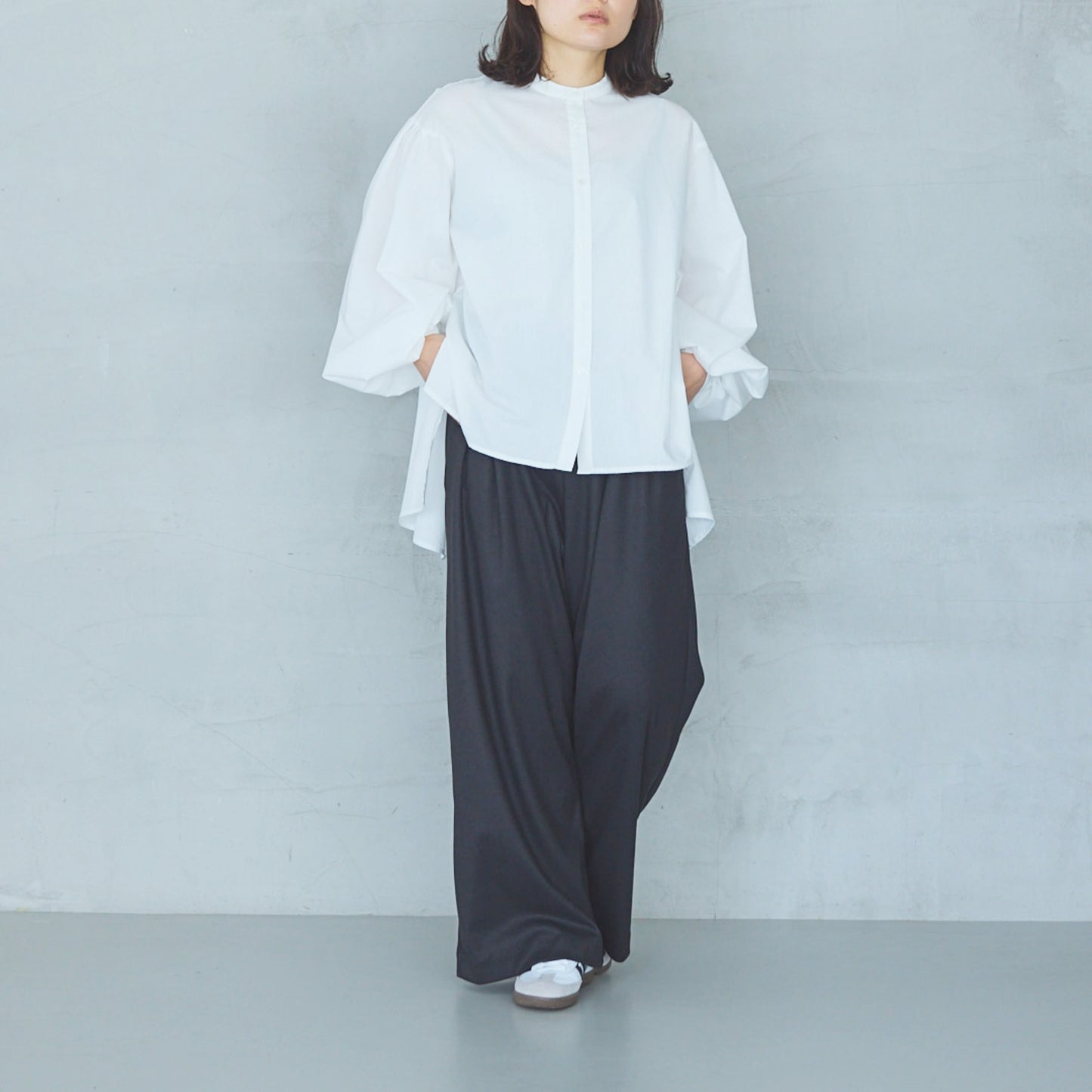 Volume Sleeve Blouse with Ribbed Cuffs