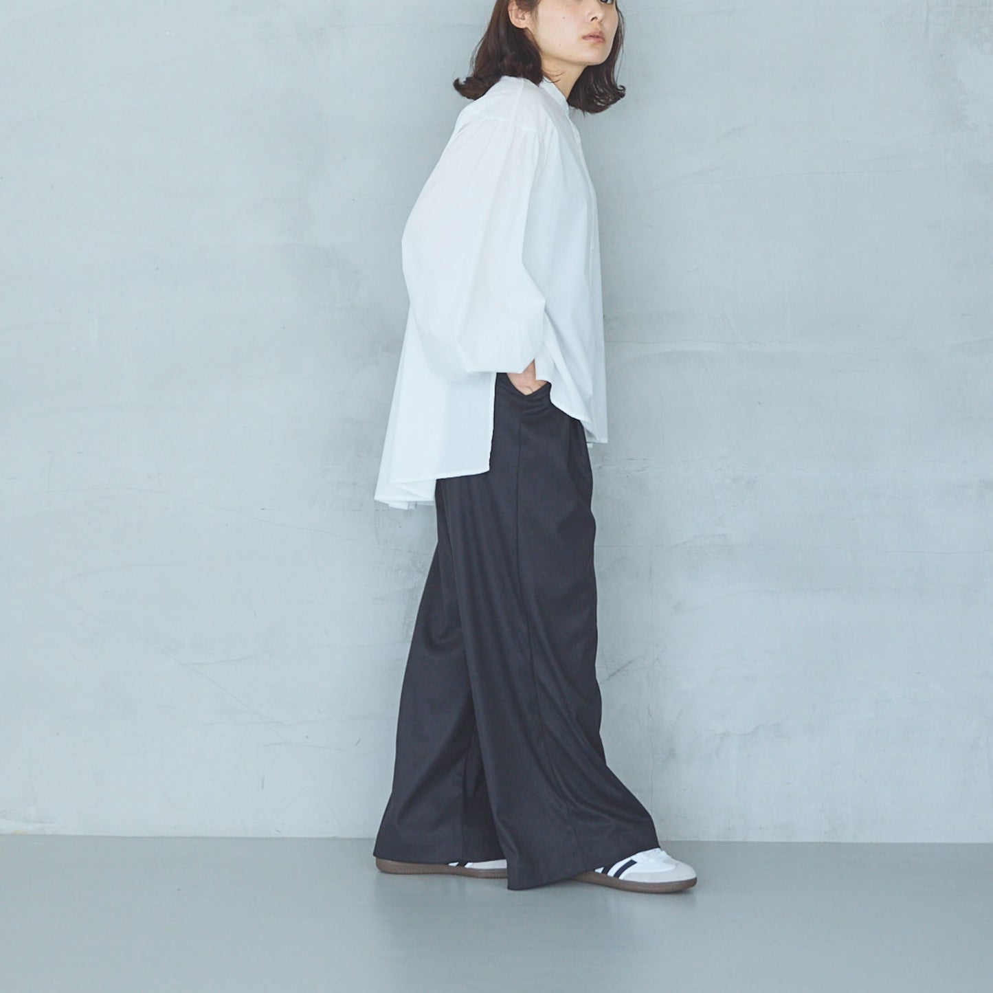 Volume Sleeve Blouse with Ribbed Cuffs