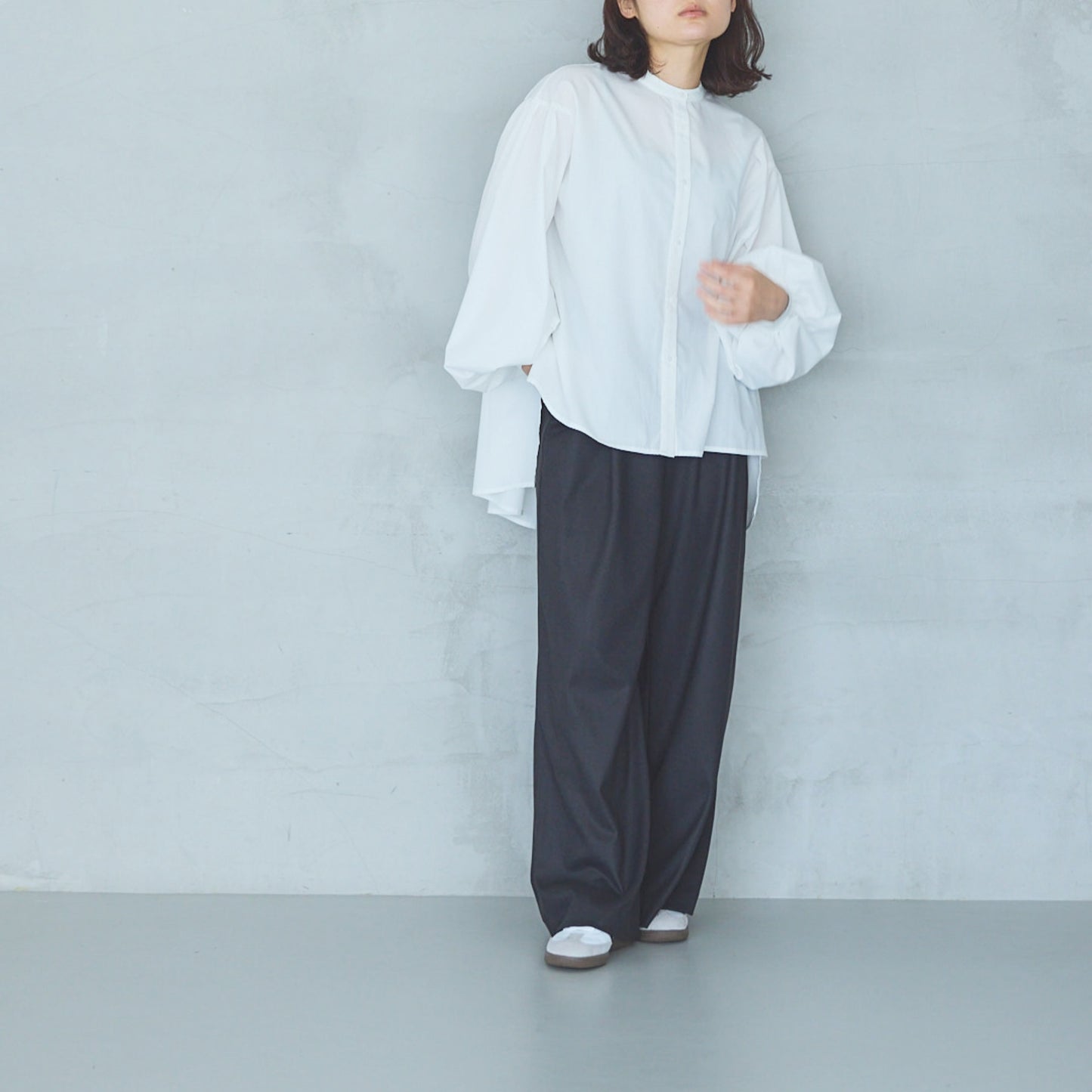 Volume Sleeve Blouse with Ribbed Cuffs