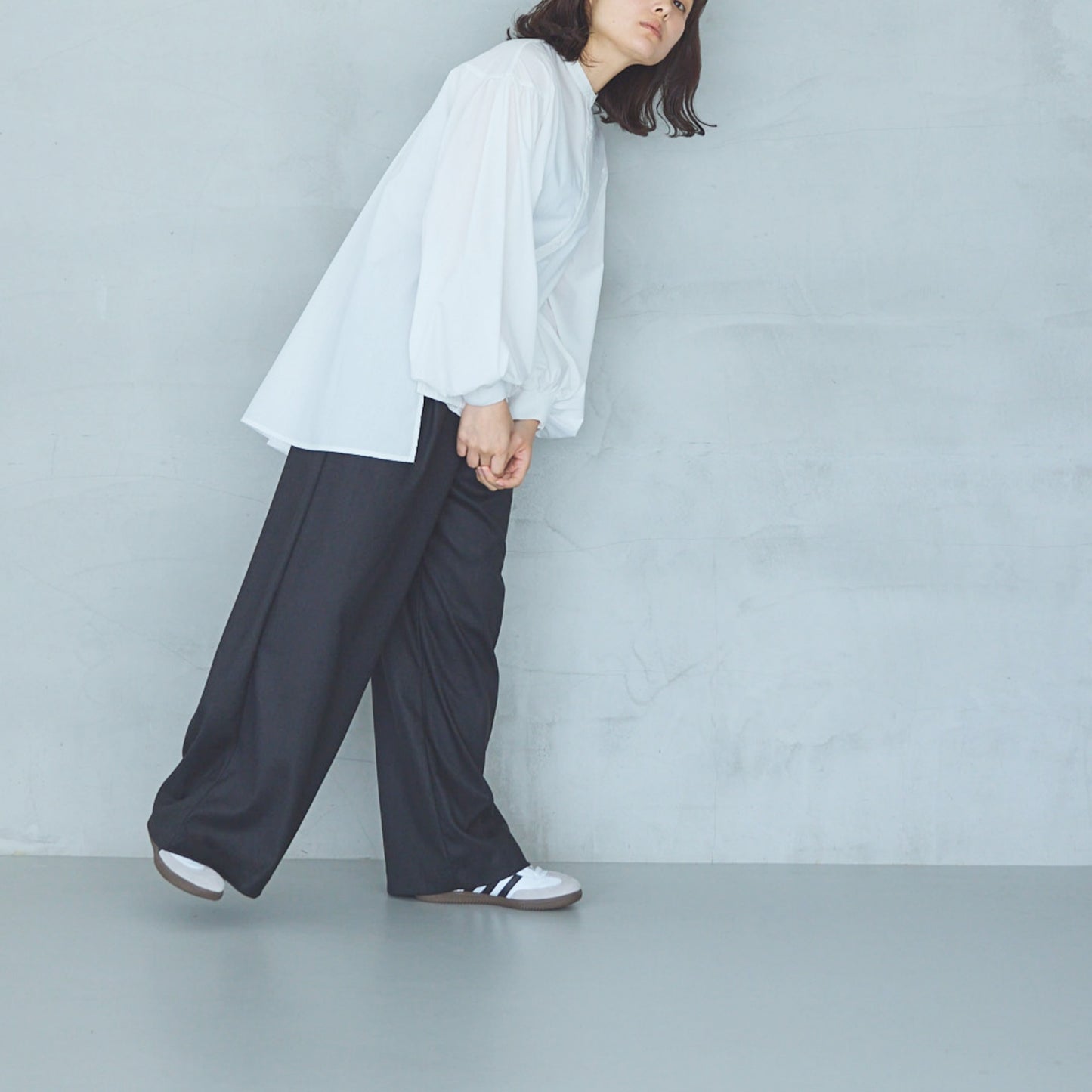 Volume Sleeve Blouse with Ribbed Cuffs