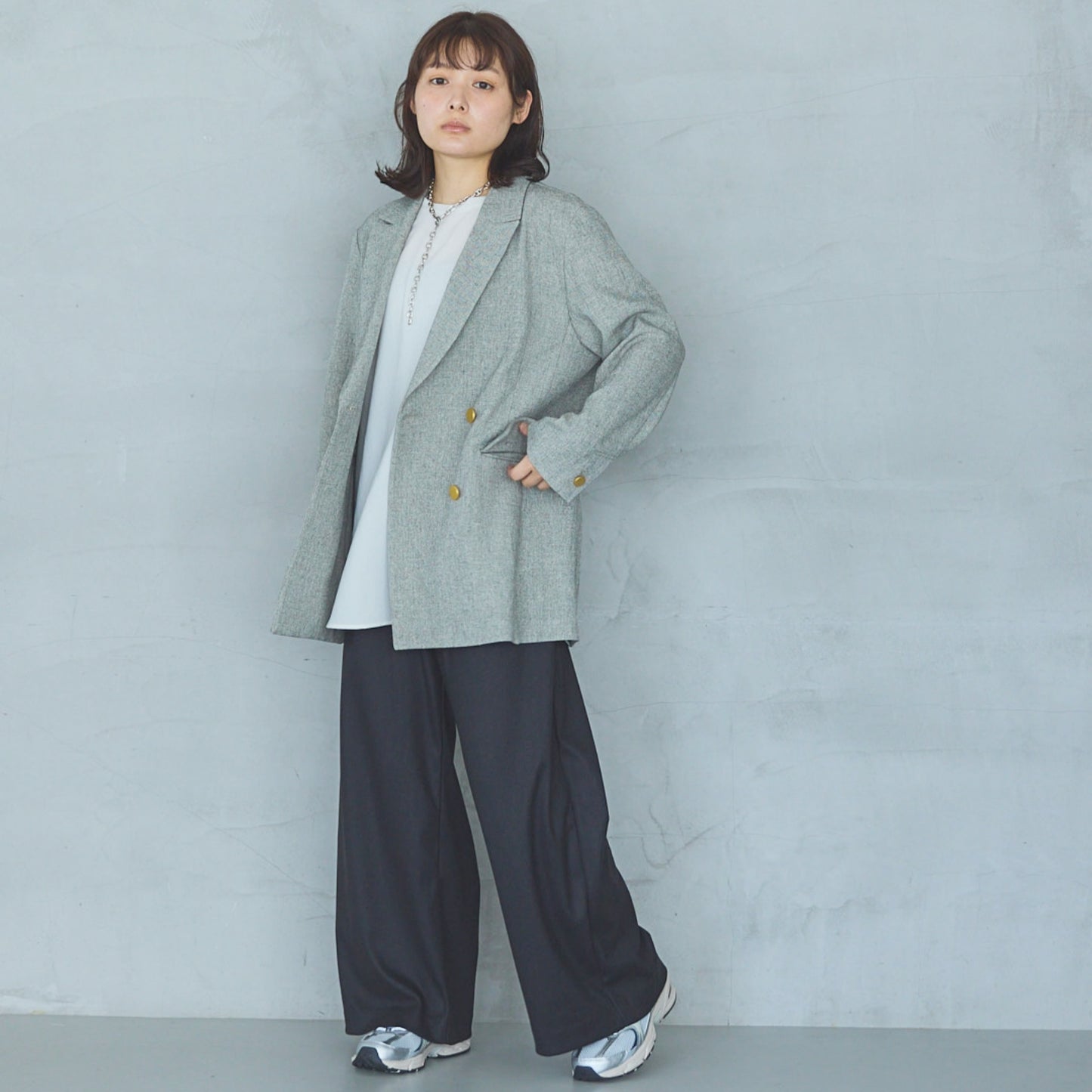 Polyester Stretch Double-Breasted Jacket