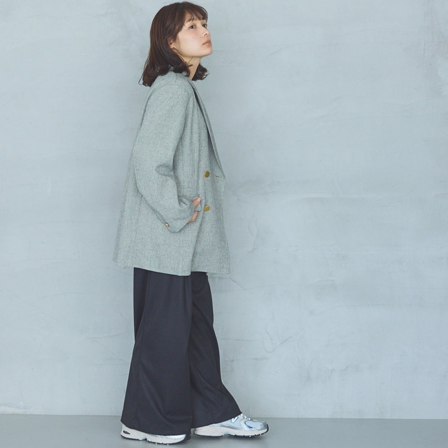 Polyester Stretch Double-Breasted Jacket