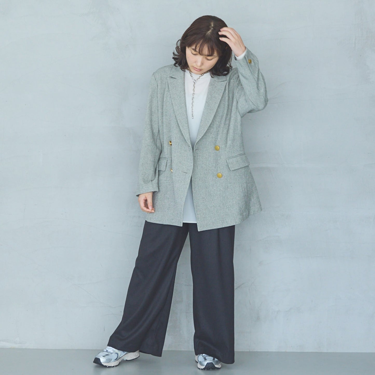 Polyester Stretch Double-Breasted Jacket
