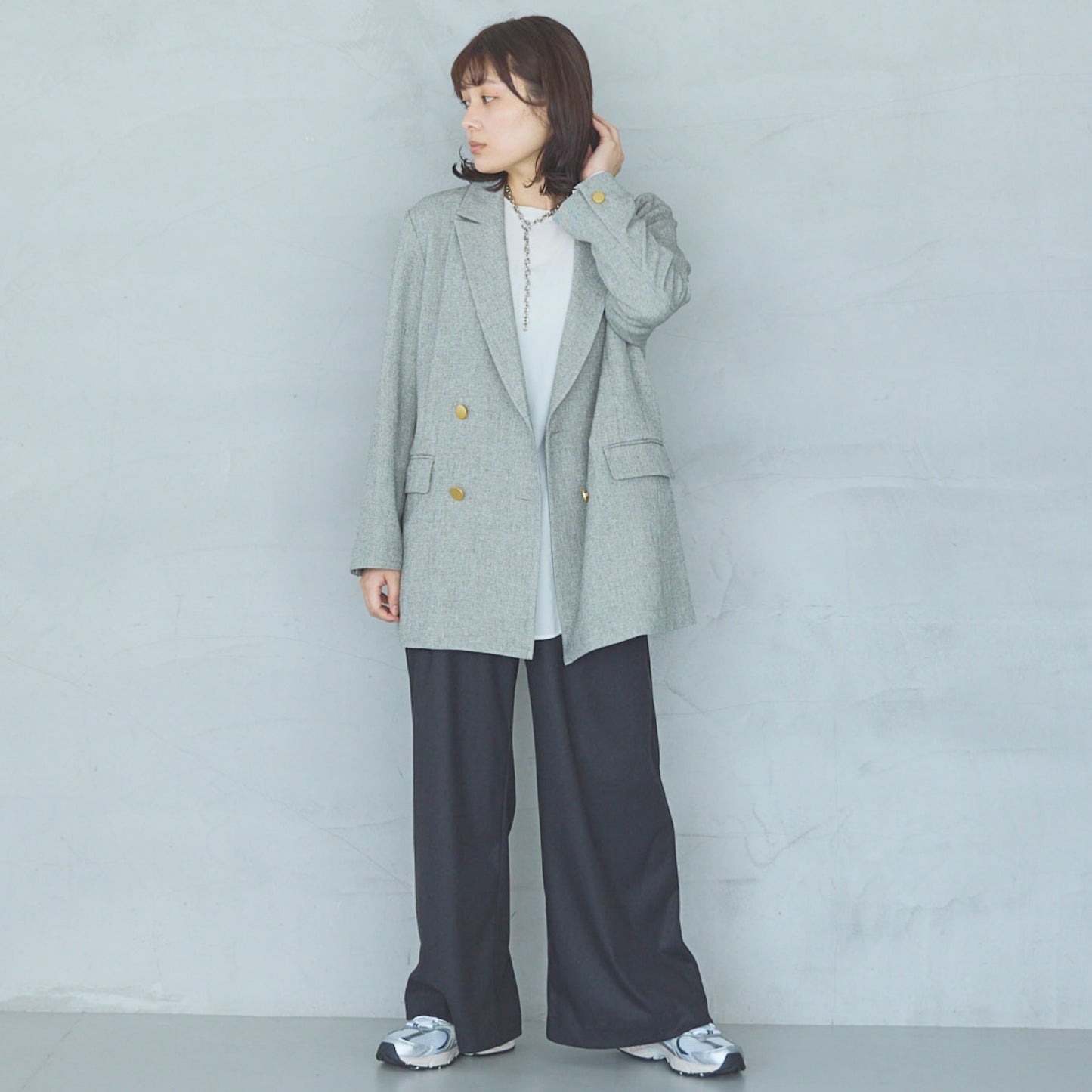 Polyester Stretch Double-Breasted Jacket