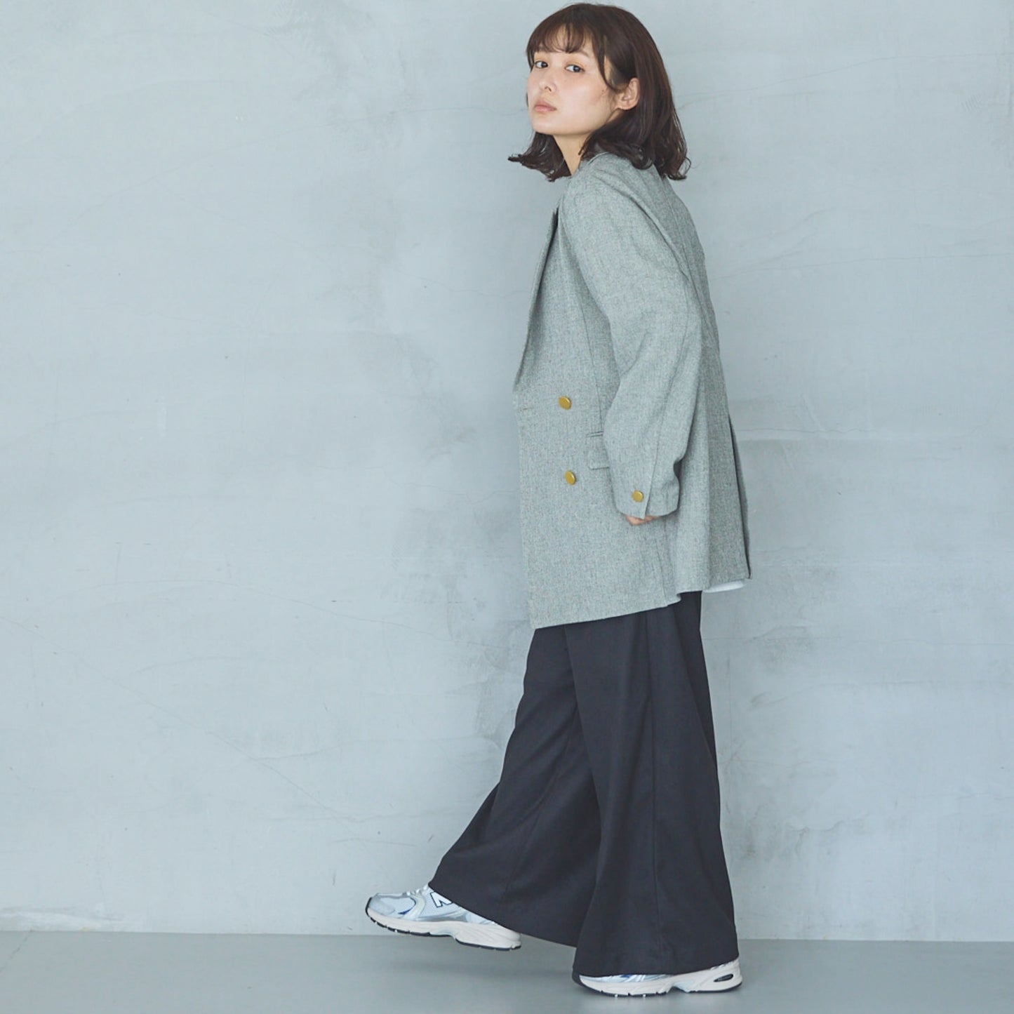 Polyester Stretch Double-Breasted Jacket