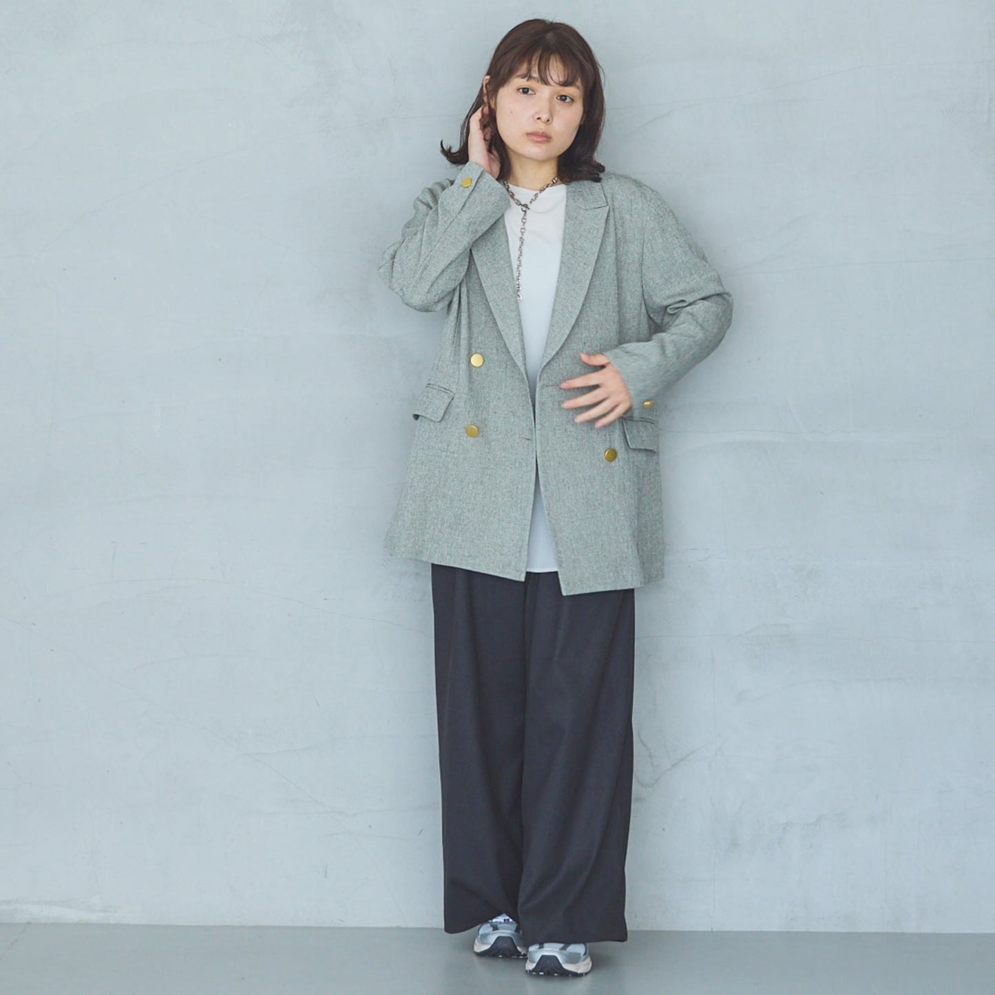 Polyester Stretch Double-Breasted Jacket