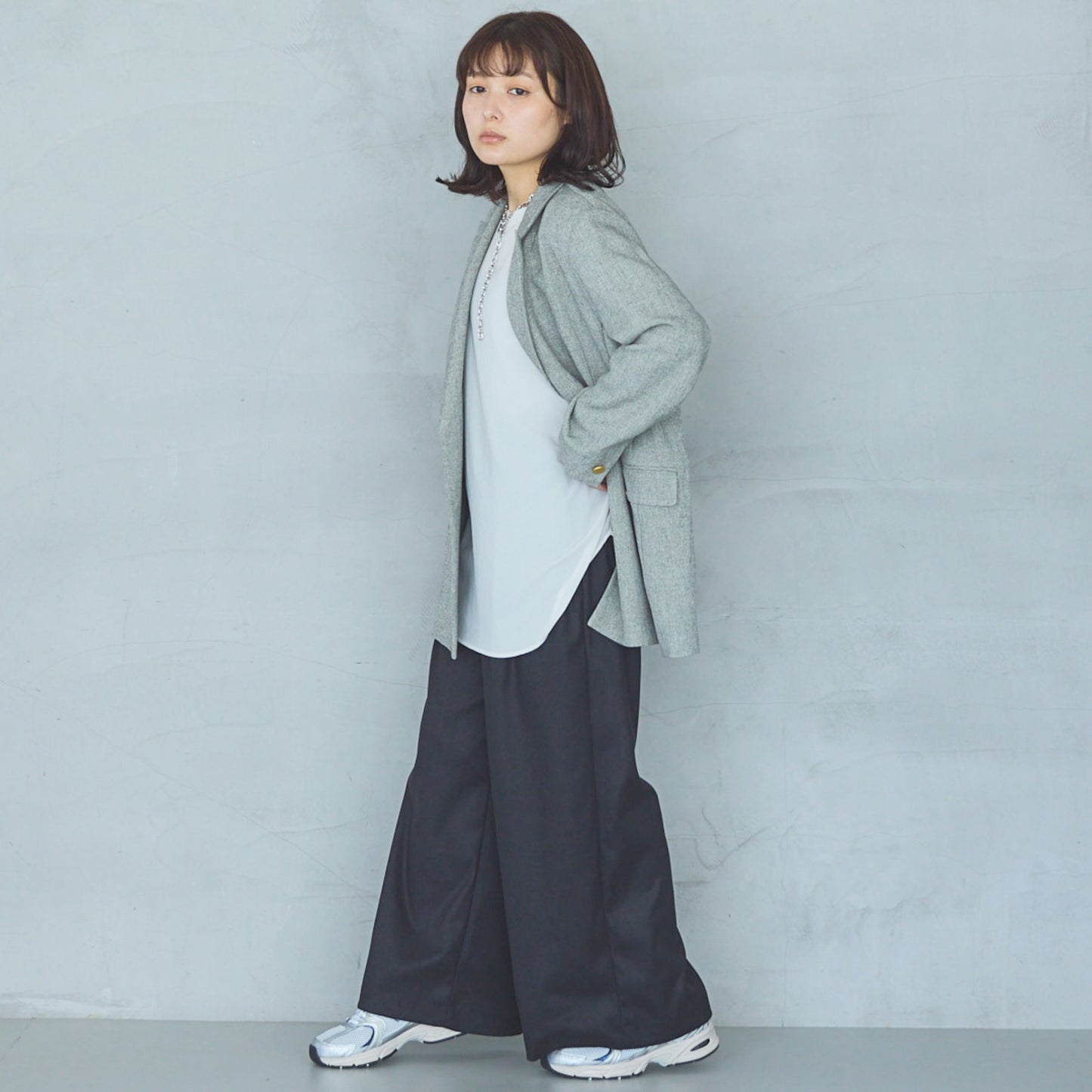 Polyester Stretch Double-Breasted Jacket