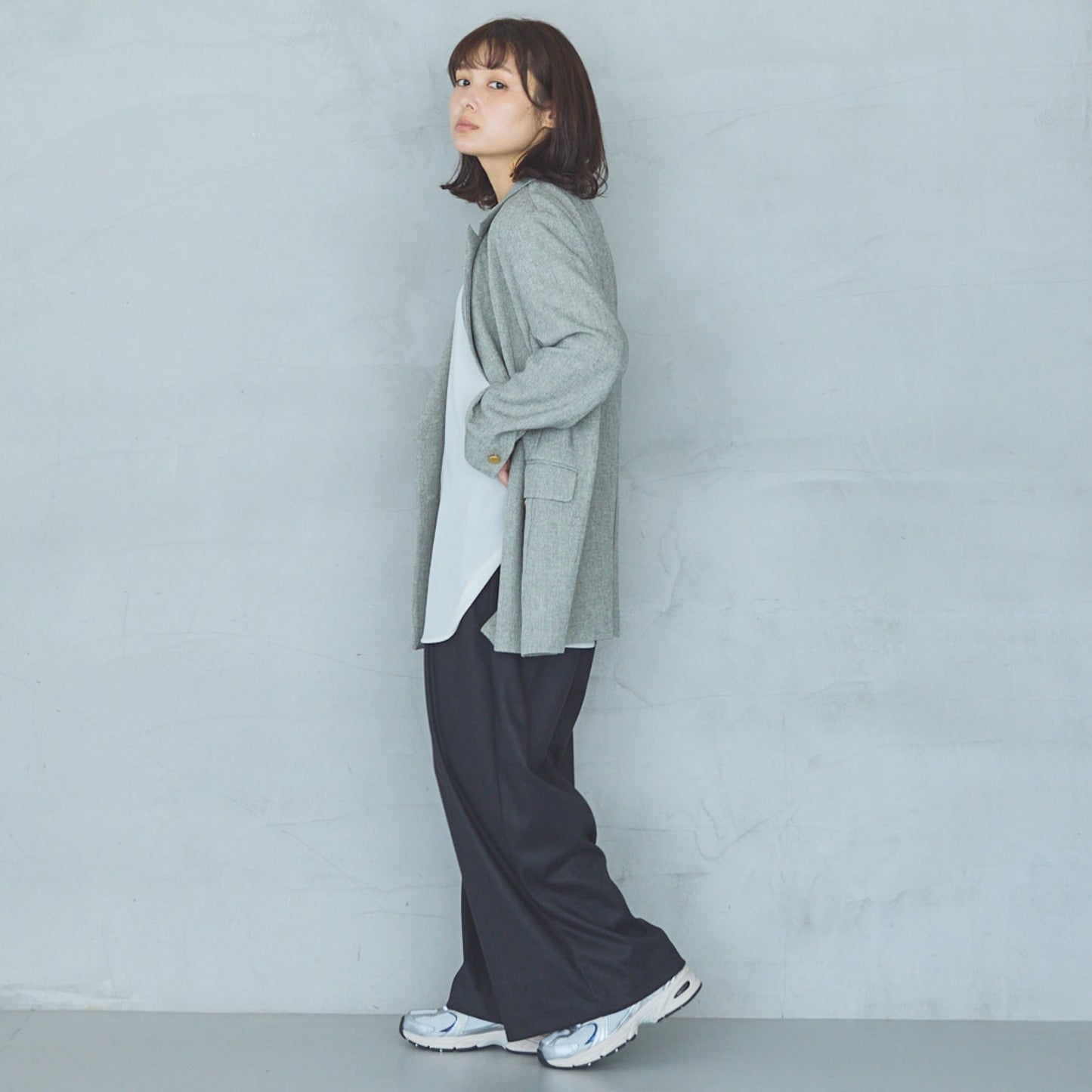 Polyester Stretch Double-Breasted Jacket