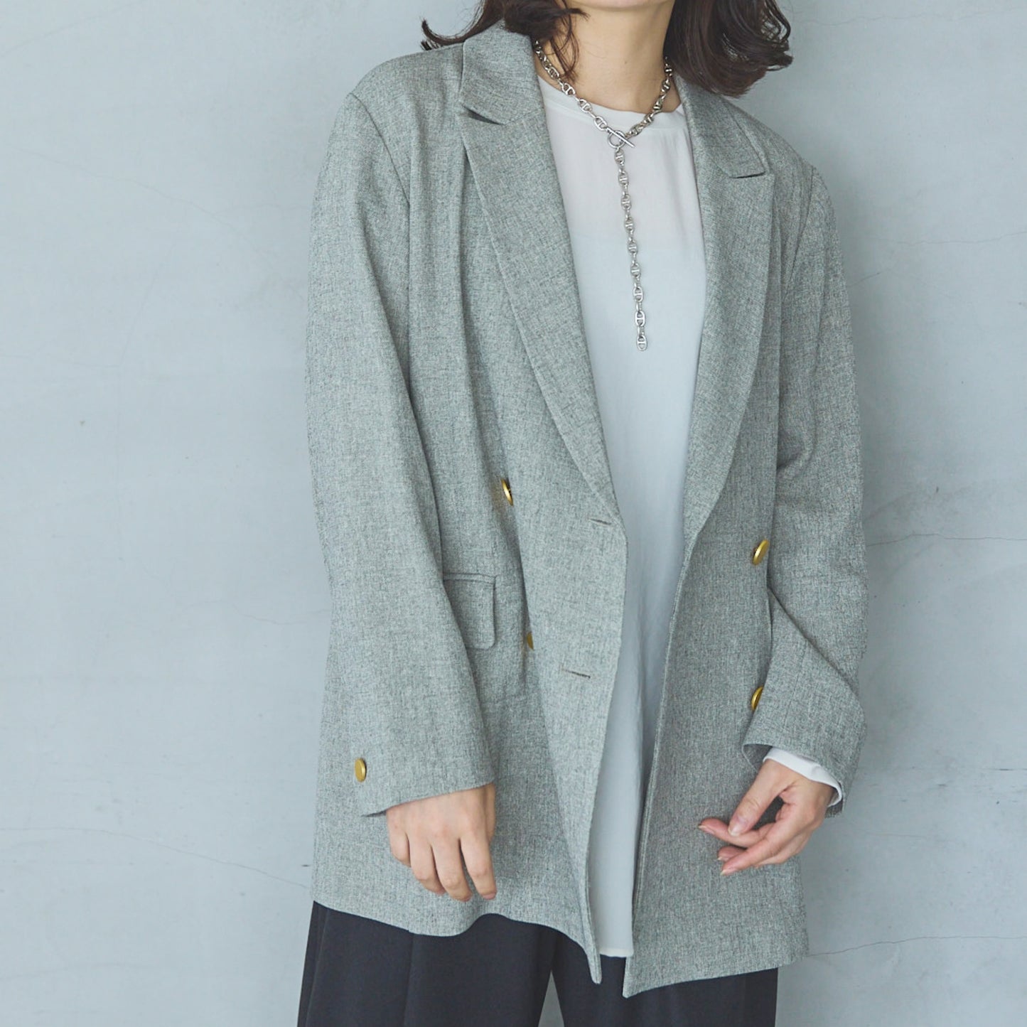 Polyester Stretch Double-Breasted Jacket