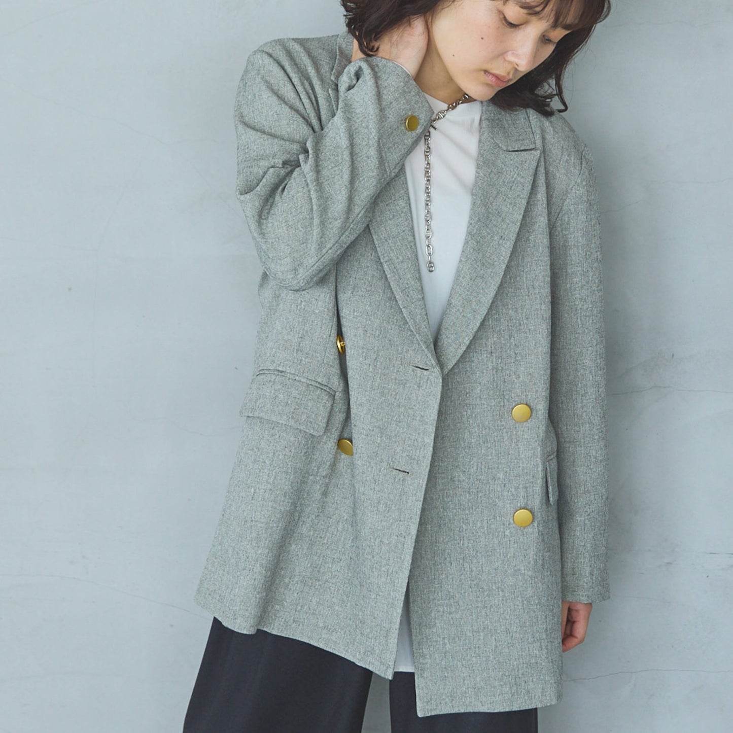 Polyester Stretch Double-Breasted Jacket