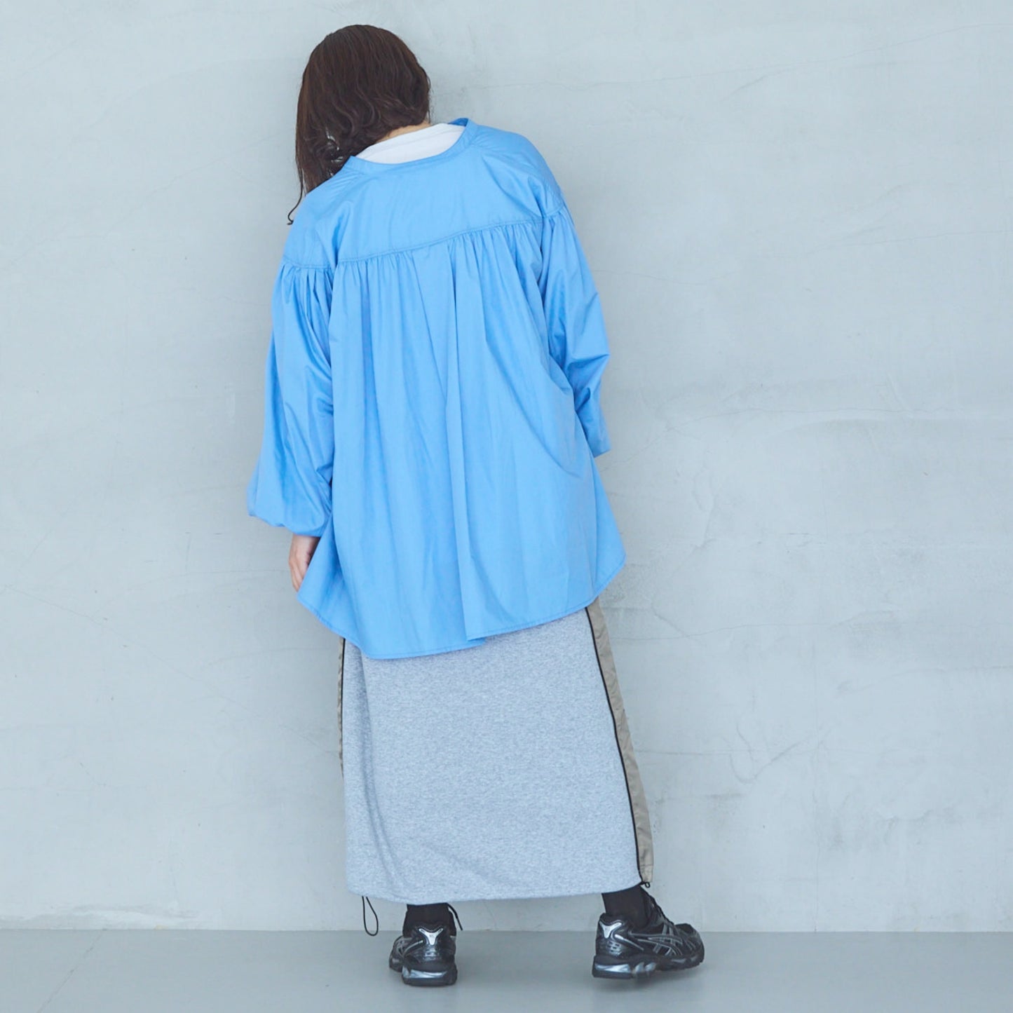 Volume Sleeve Blouse with Ribbed Cuffs
