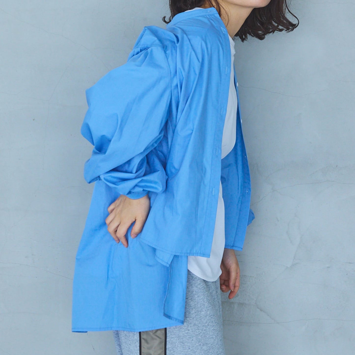 Volume Sleeve Blouse with Ribbed Cuffs