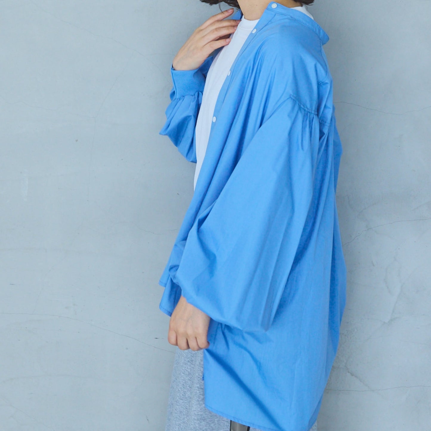 Volume Sleeve Blouse with Ribbed Cuffs