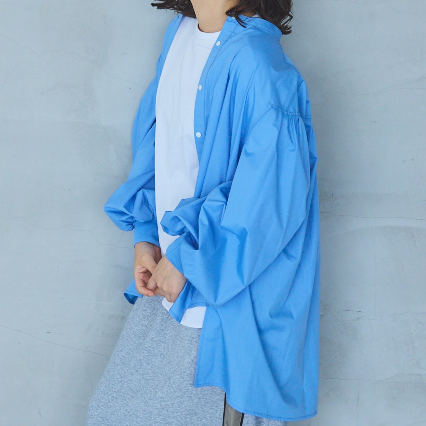 Volume Sleeve Blouse with Ribbed Cuffs