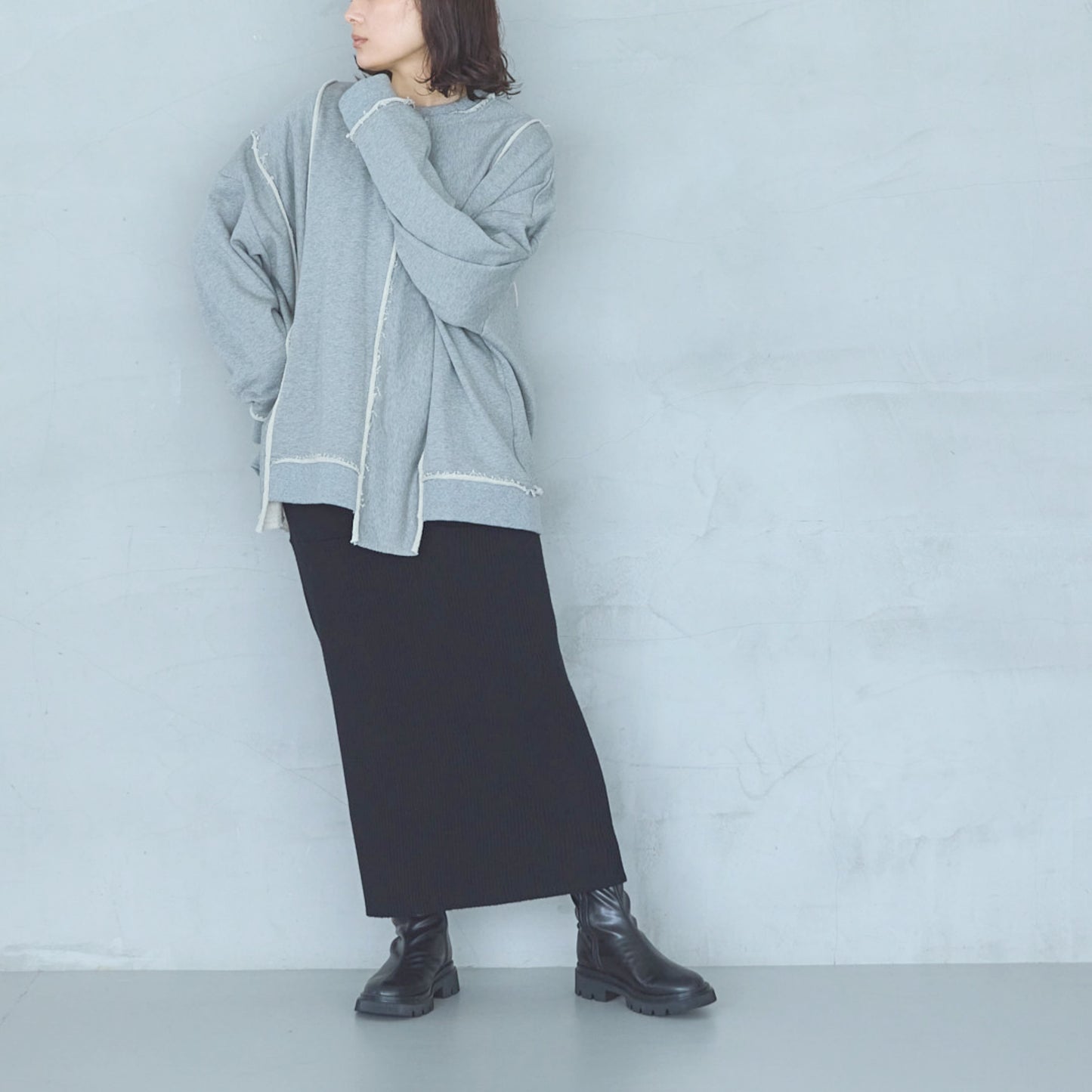 12-Gauge Lightweight Ribbed Panel Knit Skirt