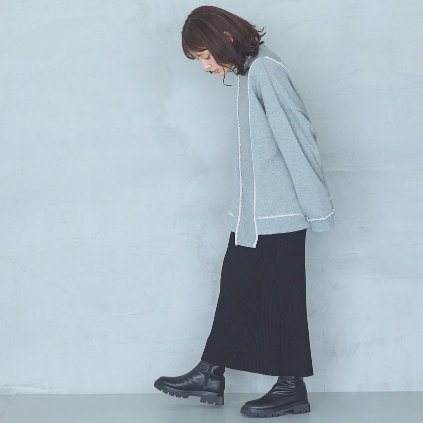 12-Gauge Lightweight Ribbed Panel Knit Skirt