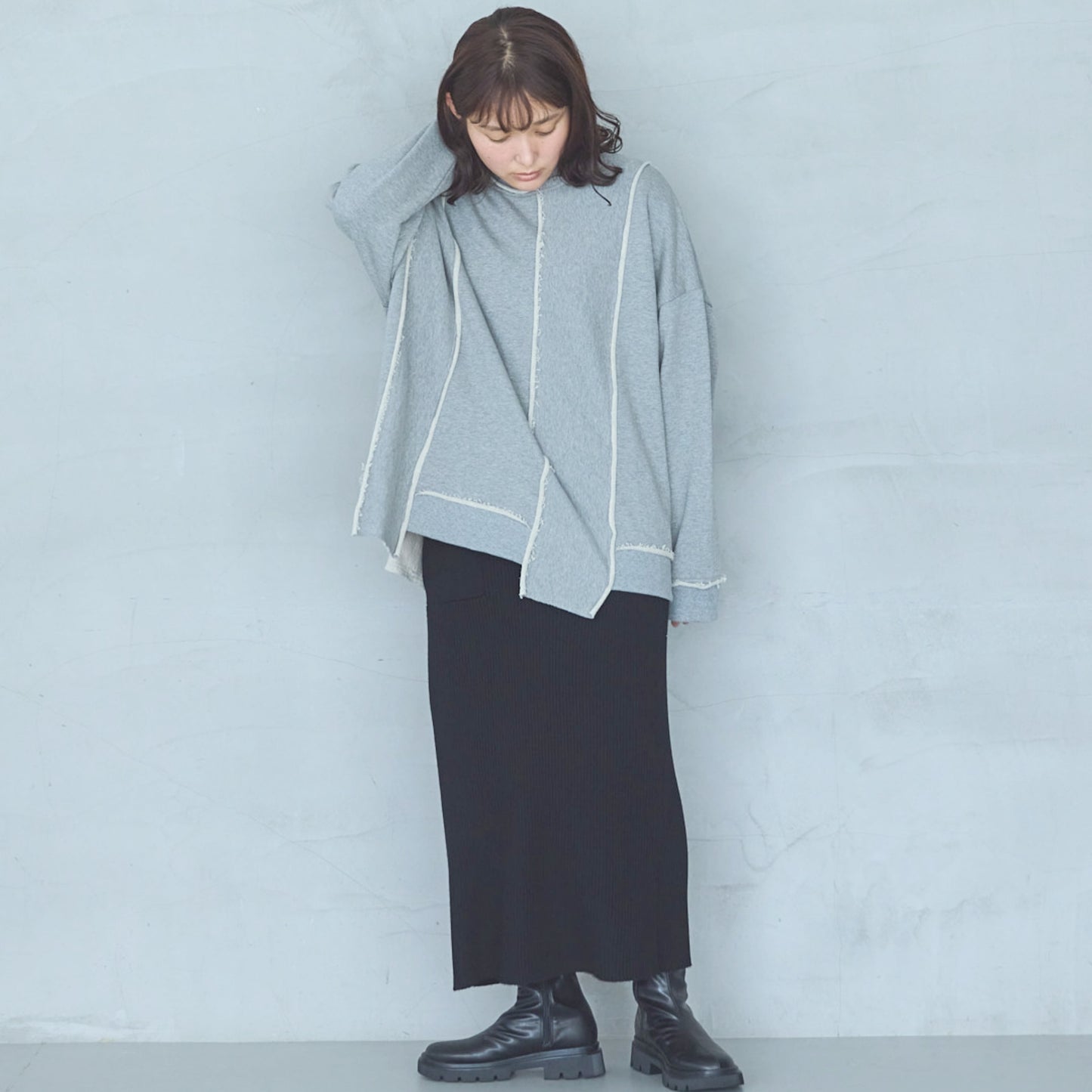 12-Gauge Lightweight Ribbed Panel Knit Skirt