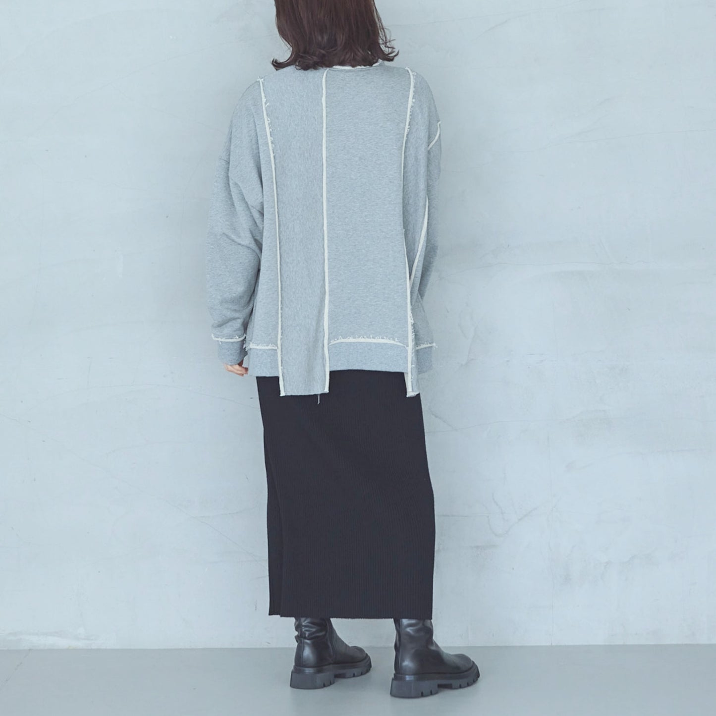 12-Gauge Lightweight Ribbed Panel Knit Skirt