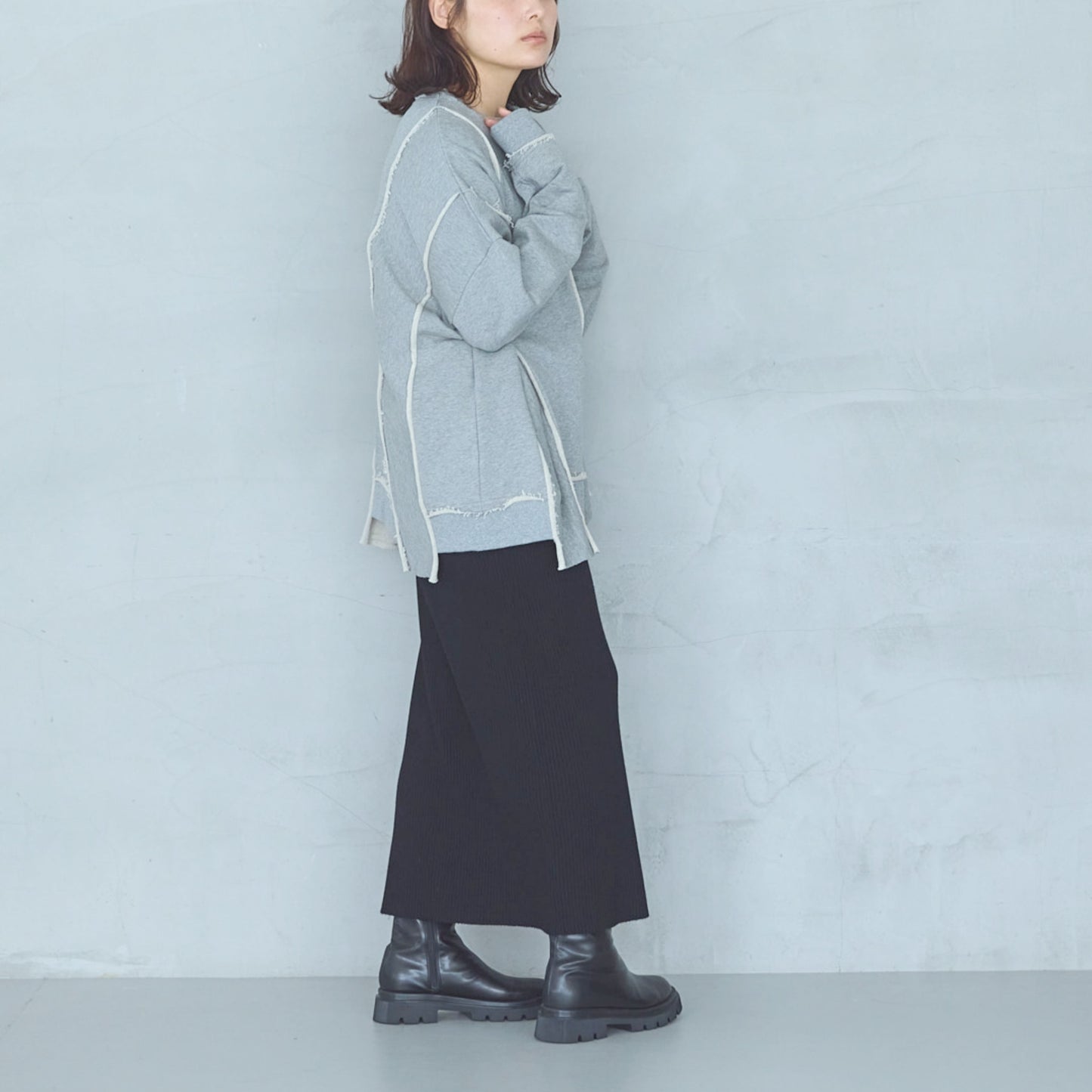 12-Gauge Lightweight Ribbed Panel Knit Skirt