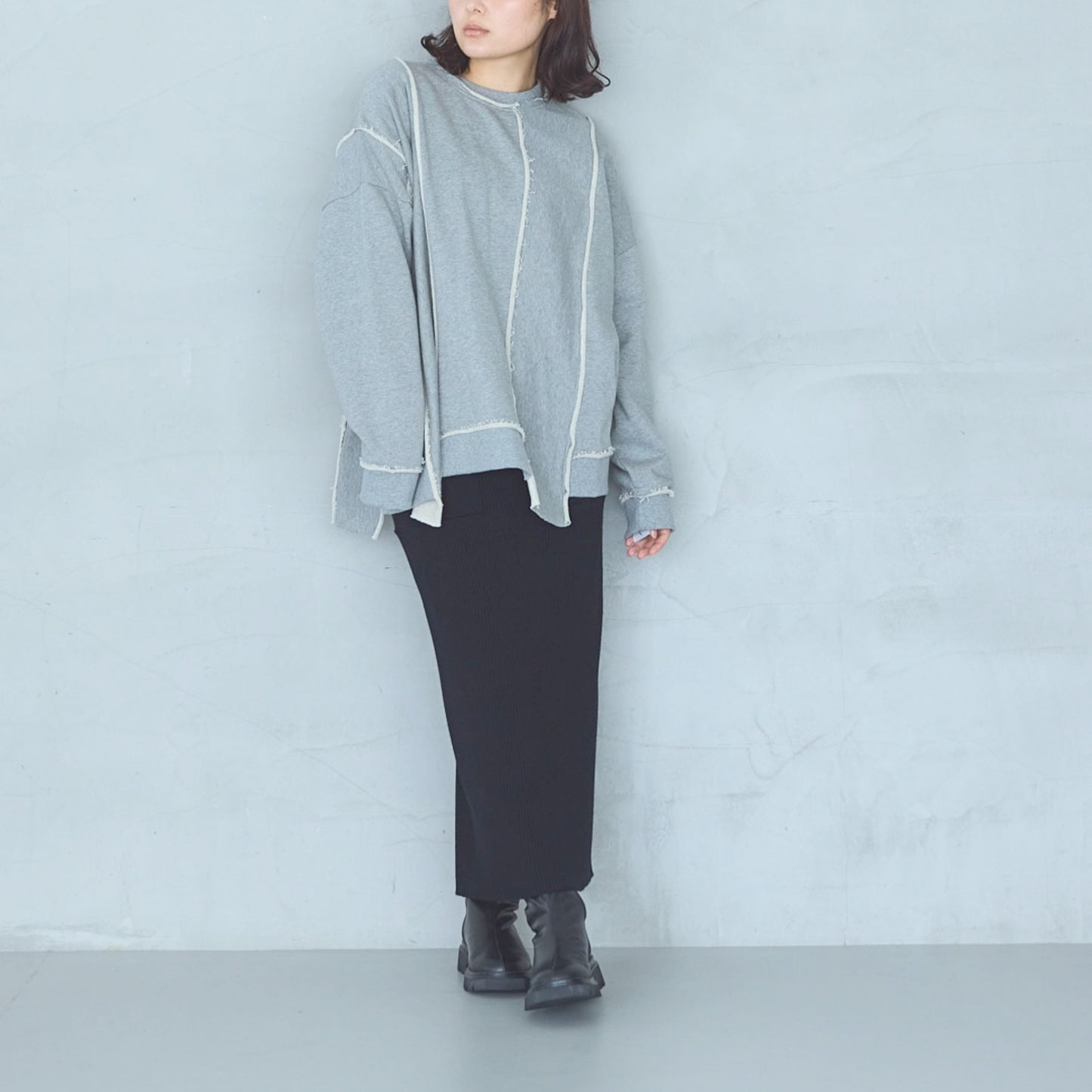 12-Gauge Lightweight Ribbed Panel Knit Skirt