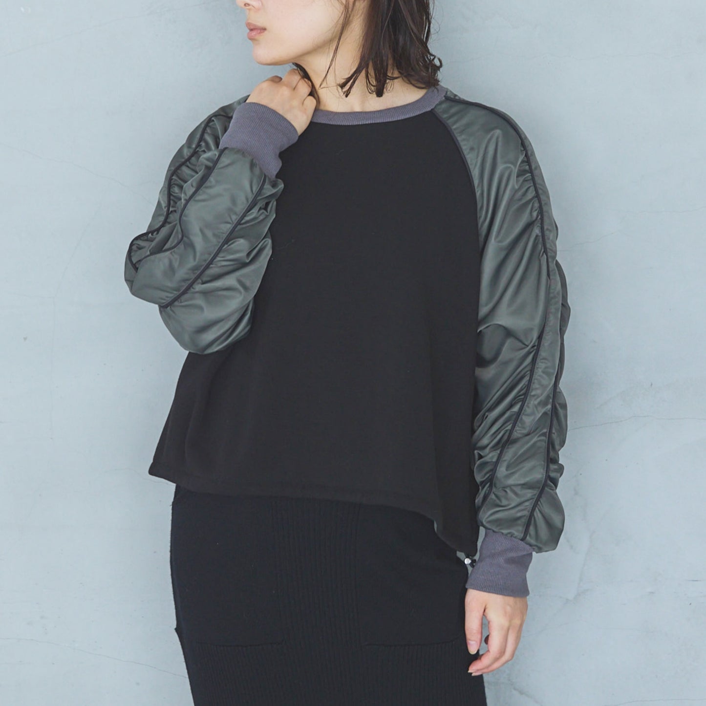 Bomber Heat Taffeta Gathered Design Pullover