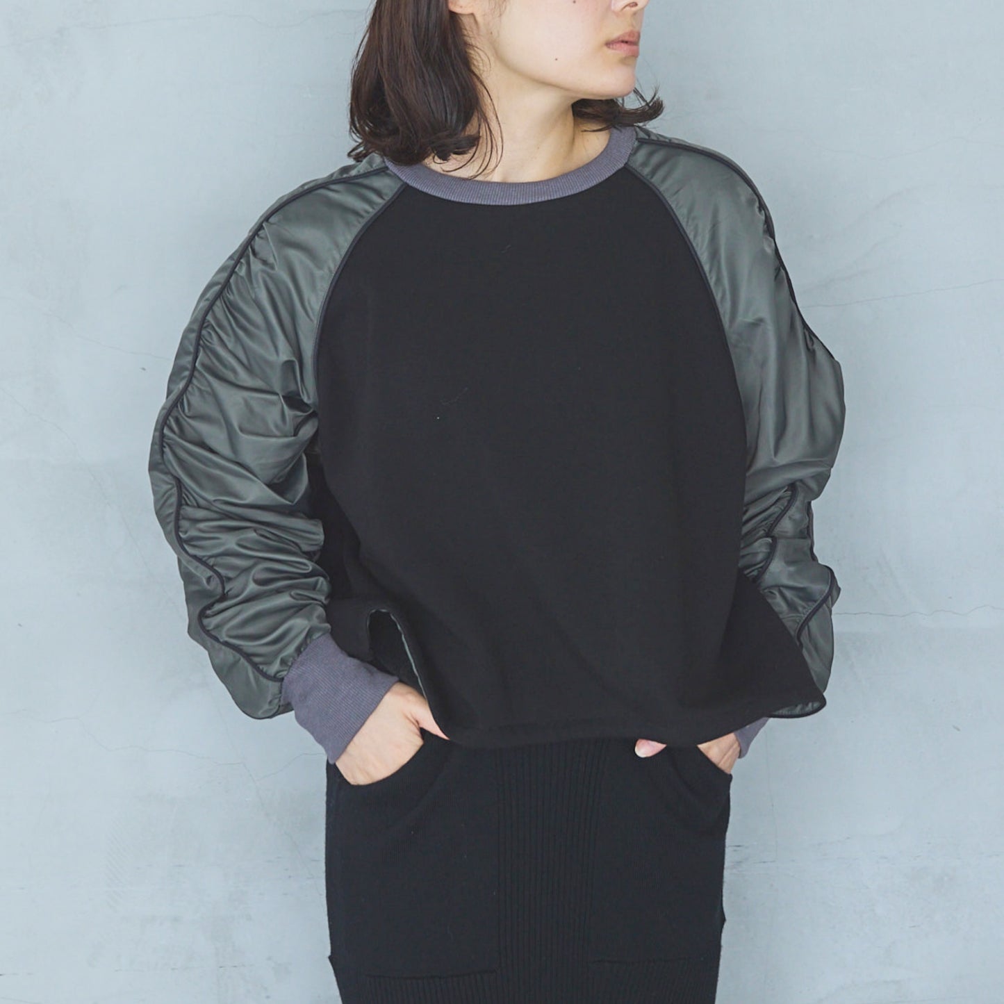 Bomber Heat Taffeta Gathered Design Pullover