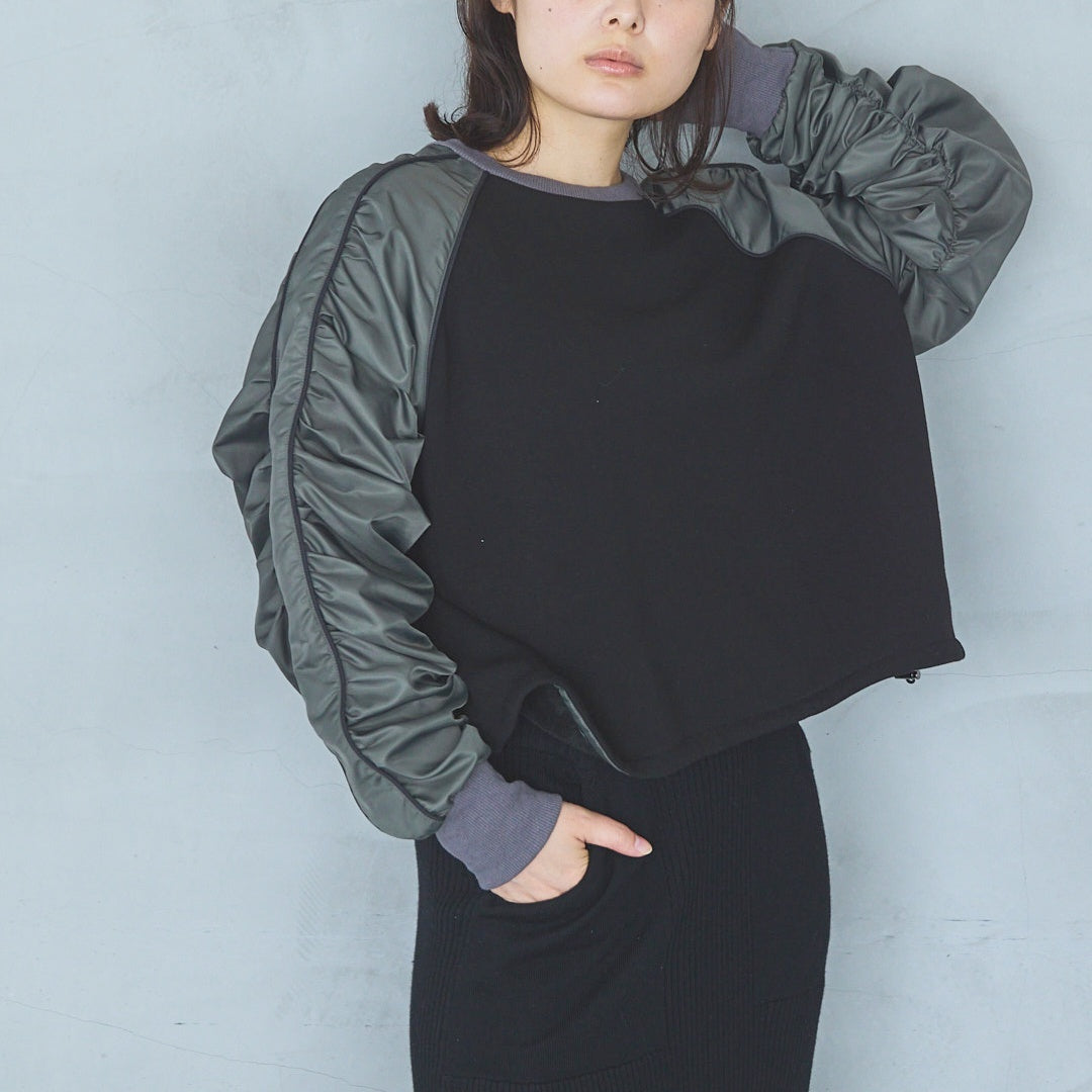 Bomber Heat Taffeta Gathered Design Pullover