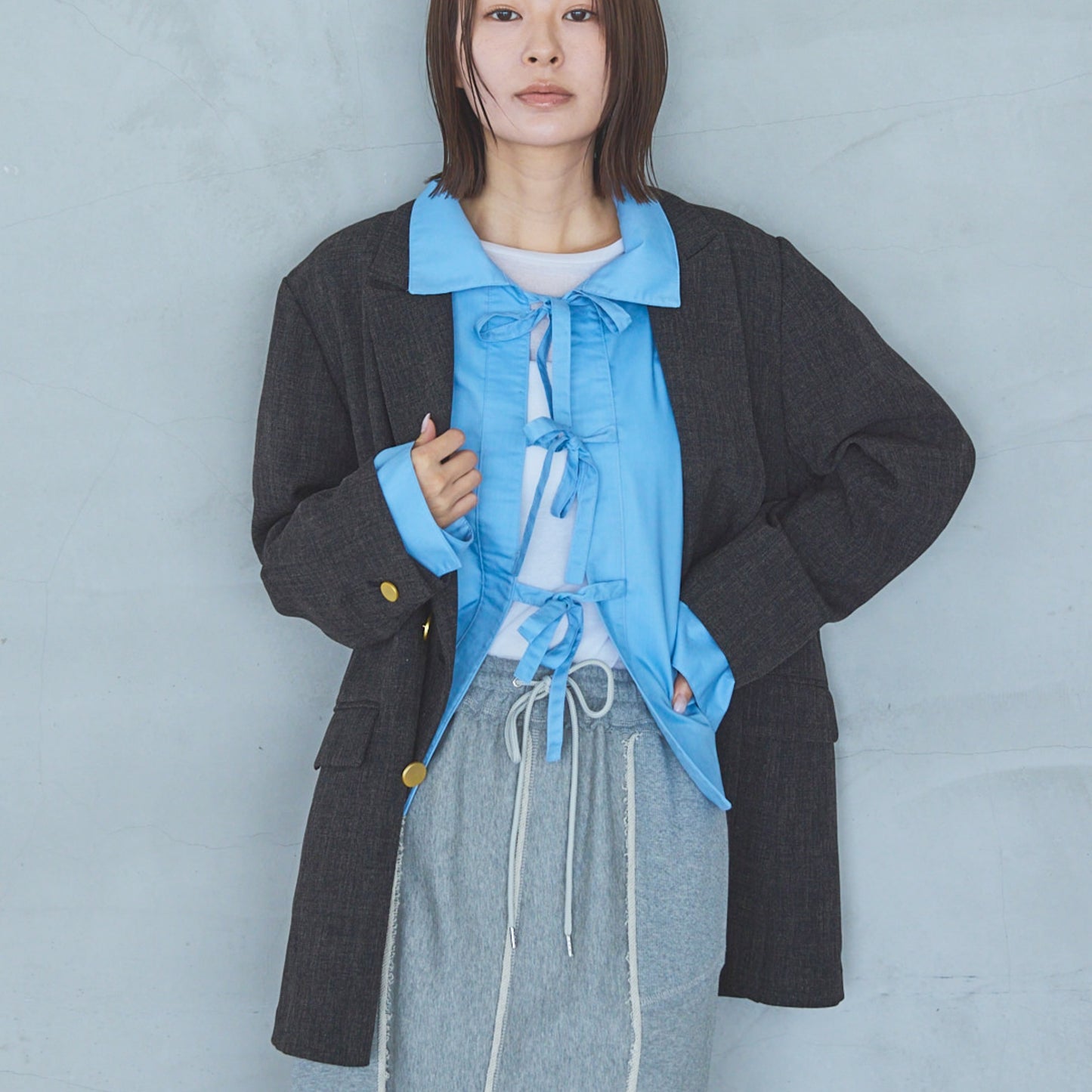 Polyester Stretch Double-Breasted Jacket