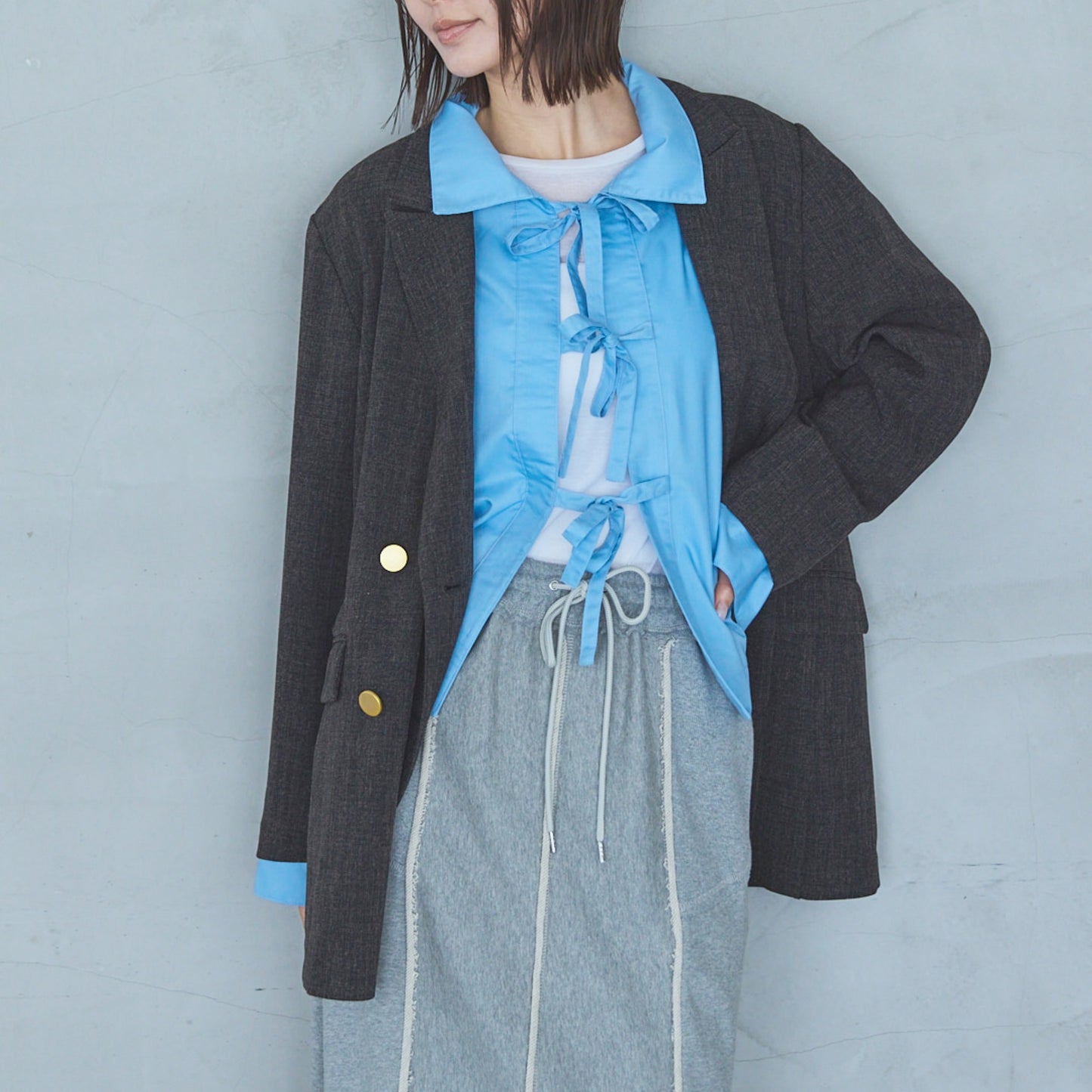 Polyester Stretch Double-Breasted Jacket