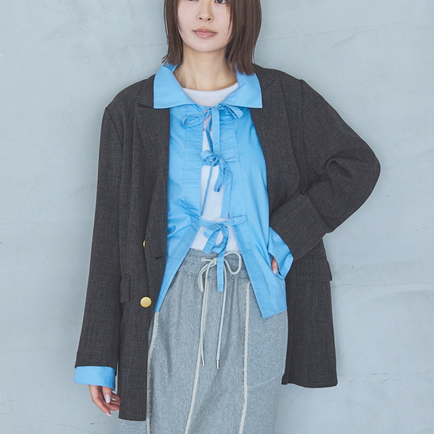 Polyester Stretch Double-Breasted Jacket