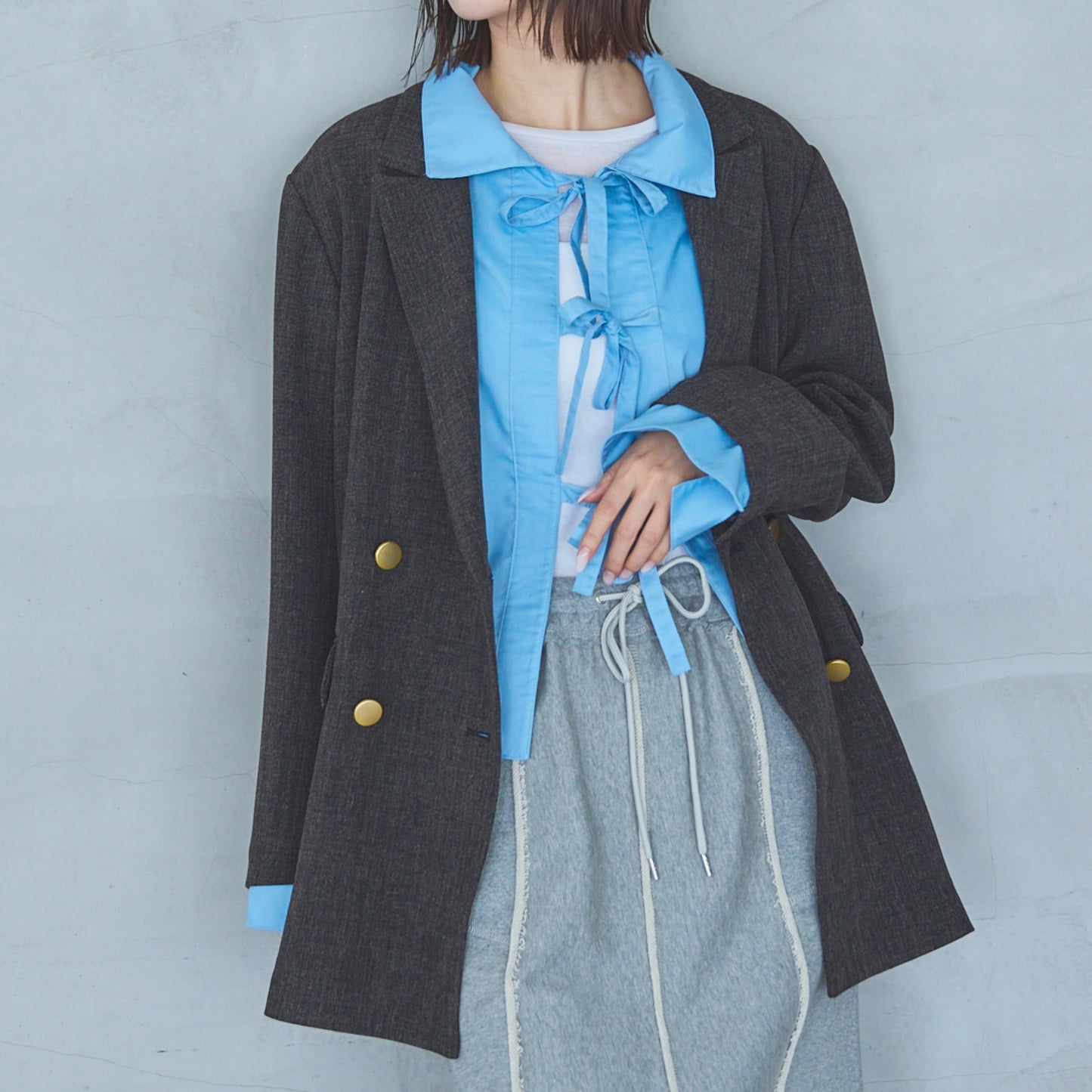 Polyester Stretch Double-Breasted Jacket