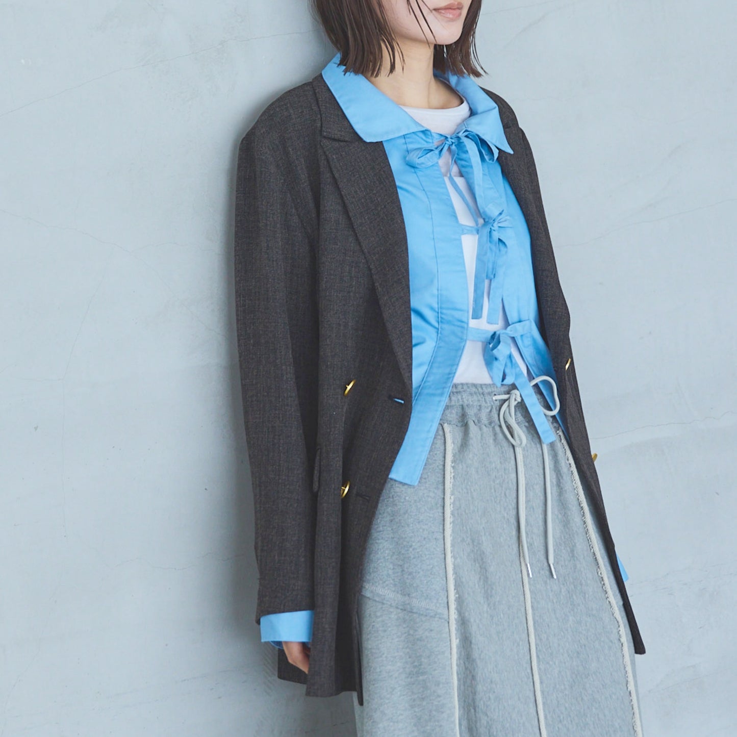 Polyester Stretch Double-Breasted Jacket
