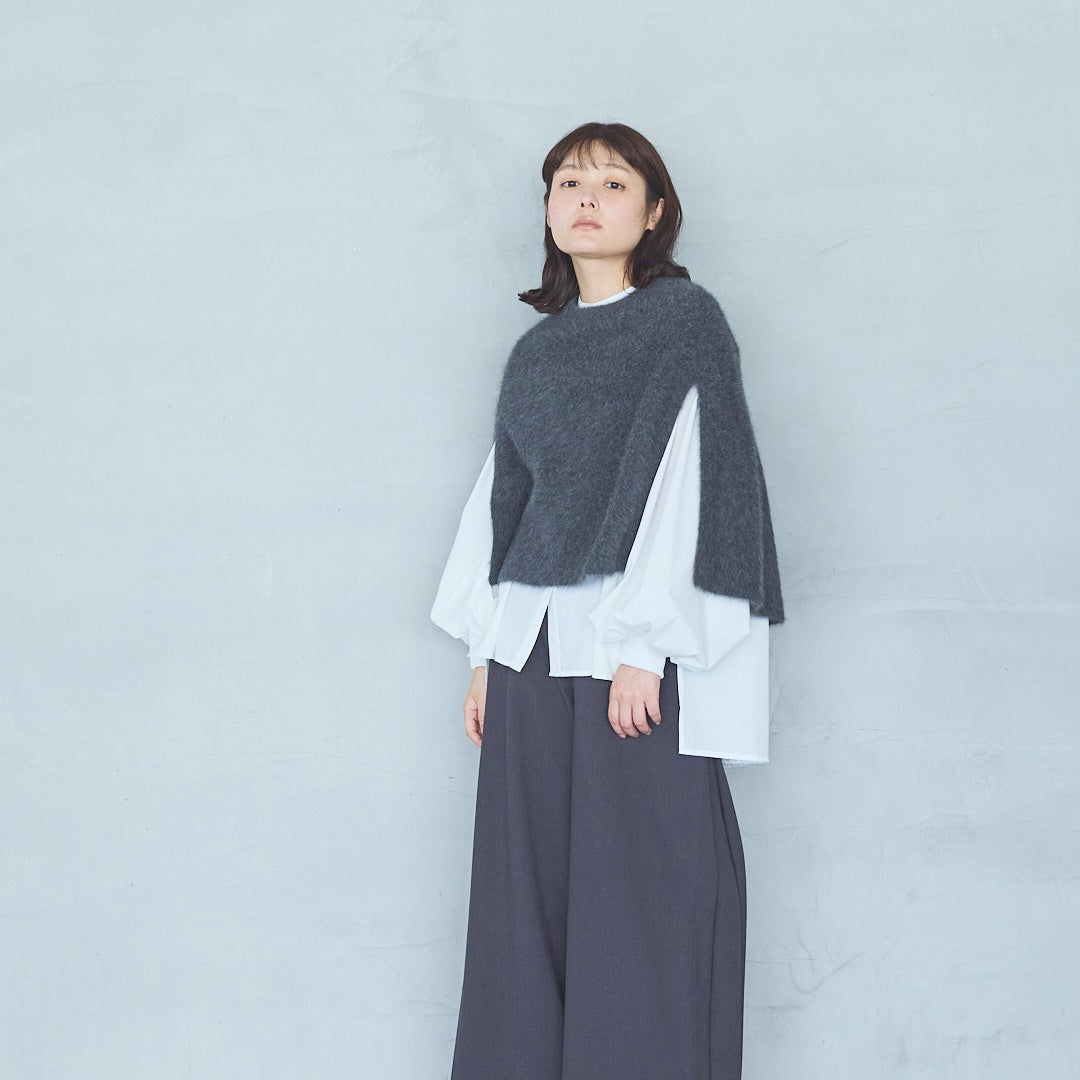 Volume Sleeve Blouse with Ribbed Cuffs