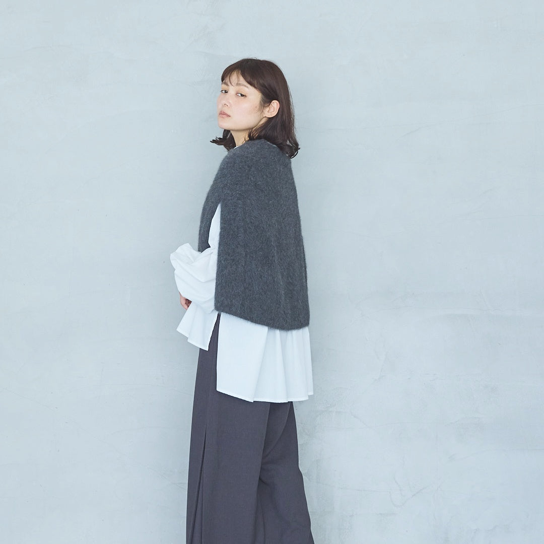 Volume Sleeve Blouse with Ribbed Cuffs