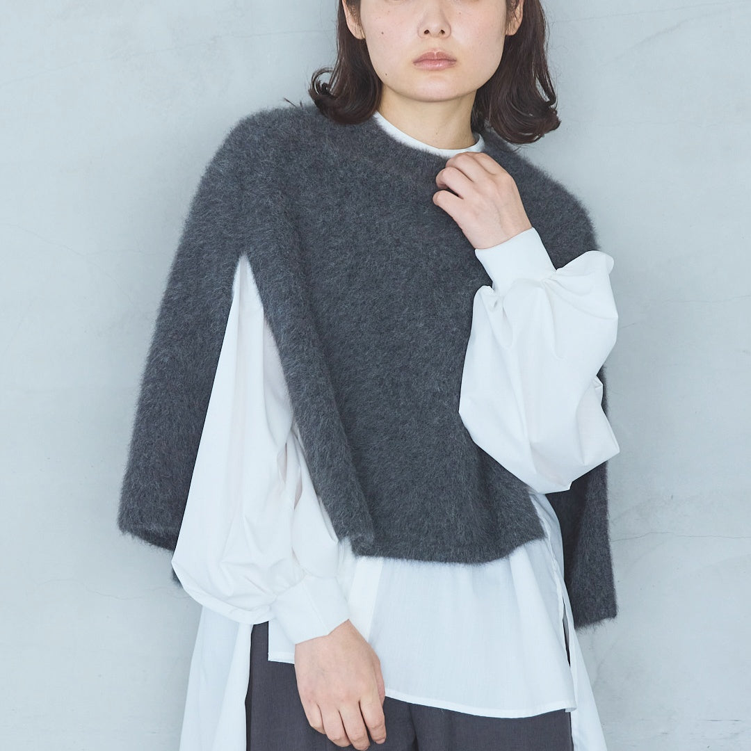 Volume Sleeve Blouse with Ribbed Cuffs