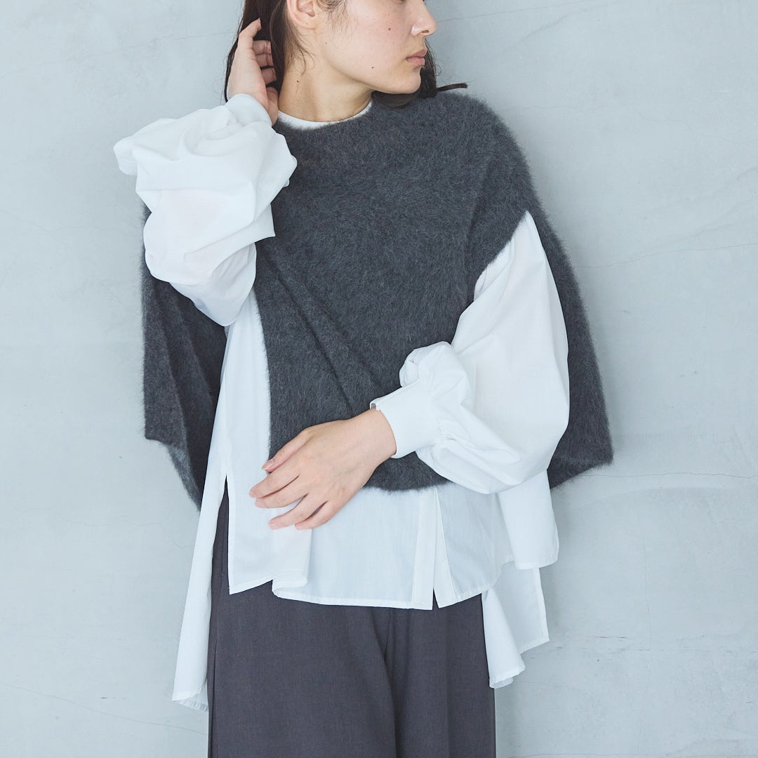 Volume Sleeve Blouse with Ribbed Cuffs