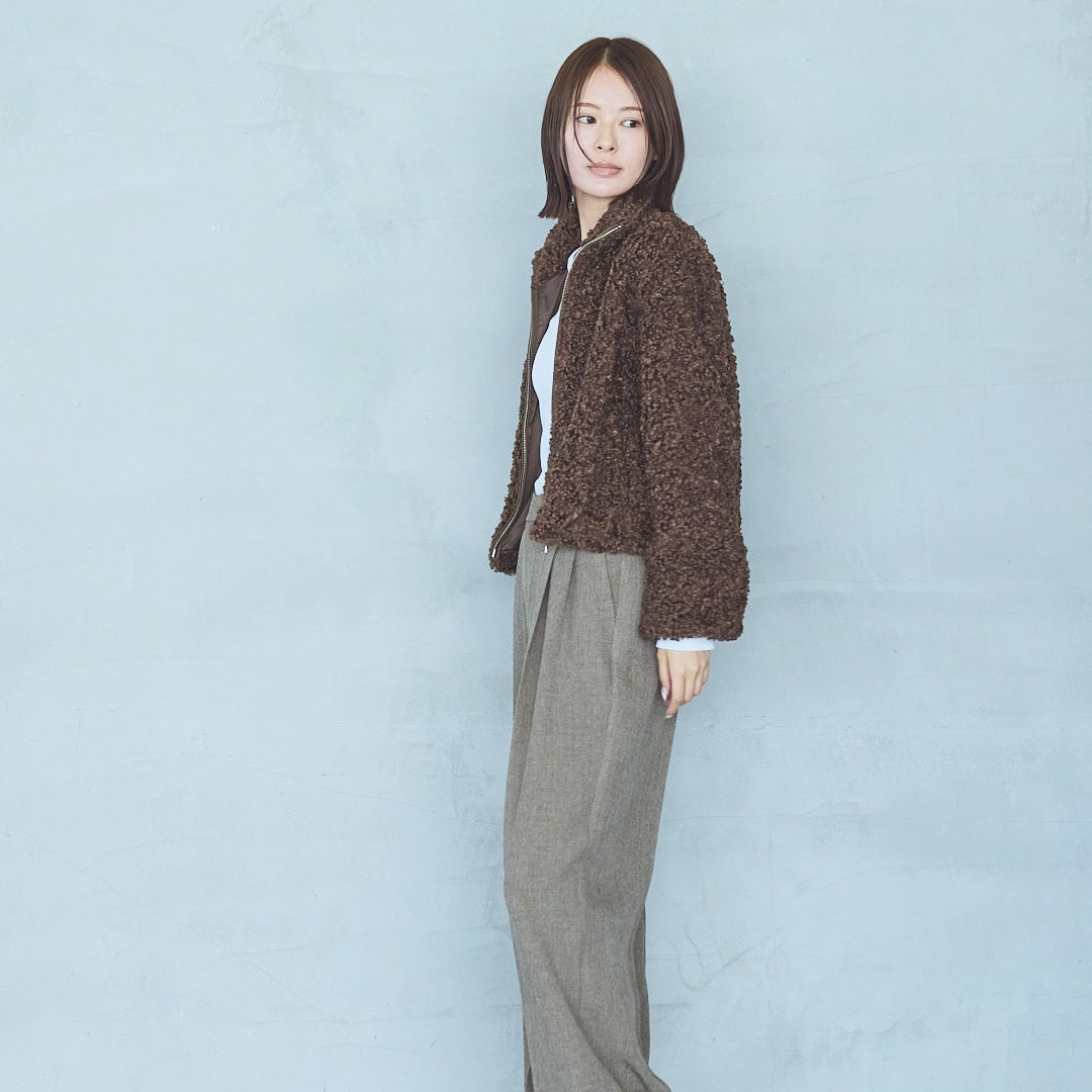 Polyester Stretch Mannish Tucked Pants
