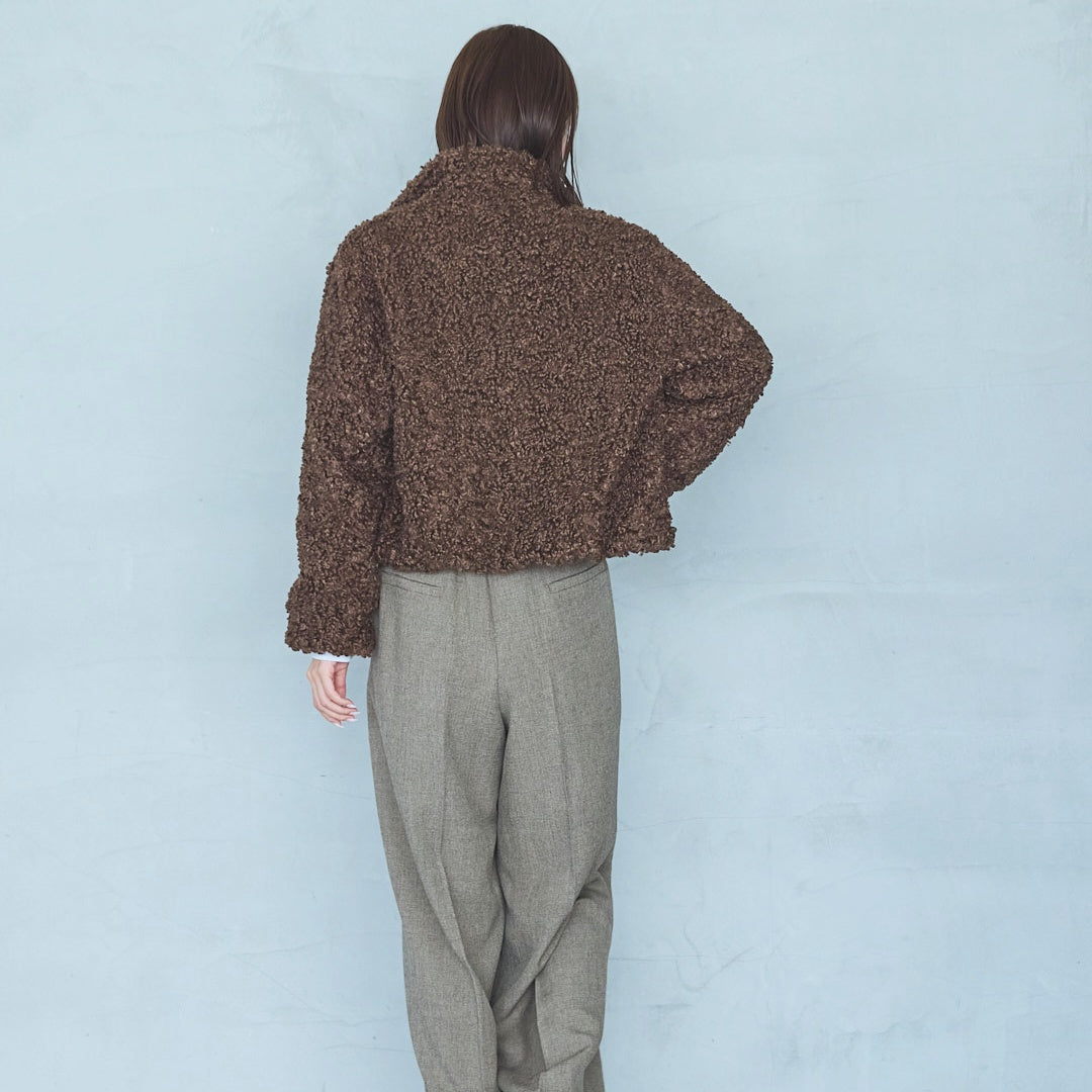 Polyester Stretch Mannish Tucked Pants