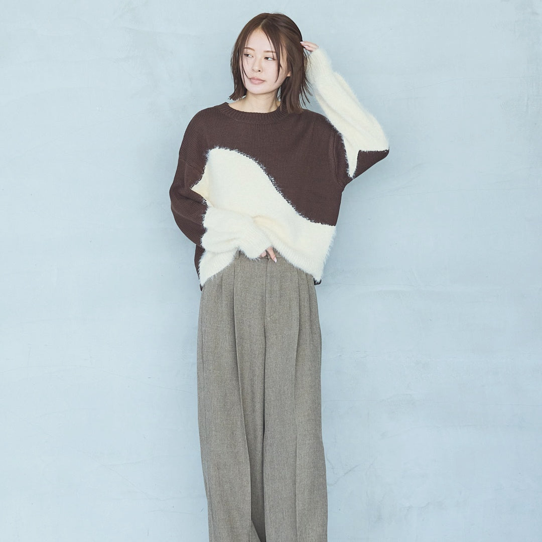 Polyester Stretch Mannish Tucked Pants