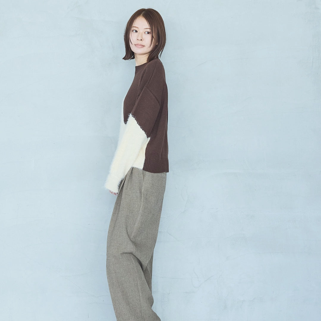Polyester Stretch Mannish Tucked Pants