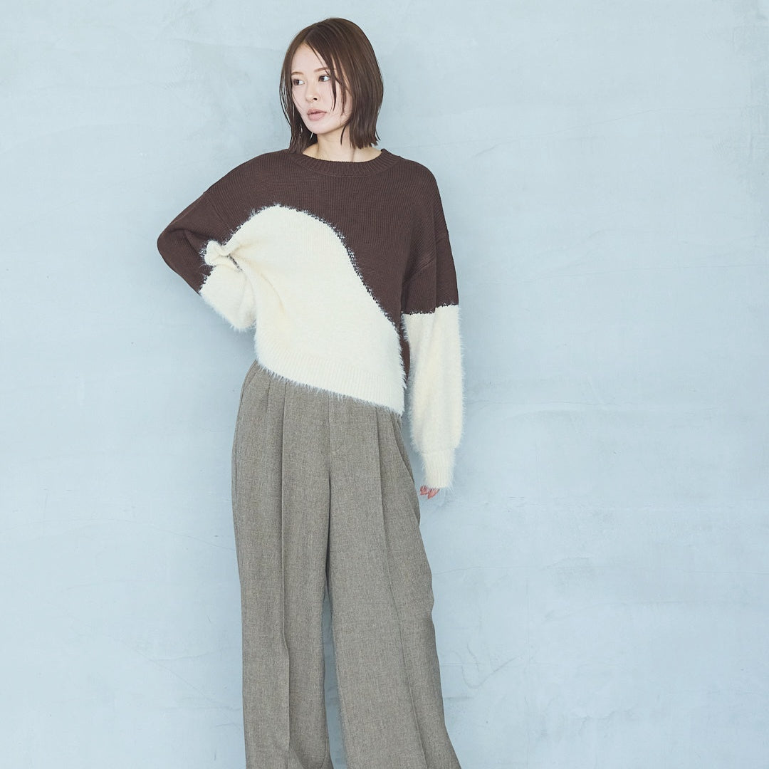 Polyester Stretch Mannish Tucked Pants