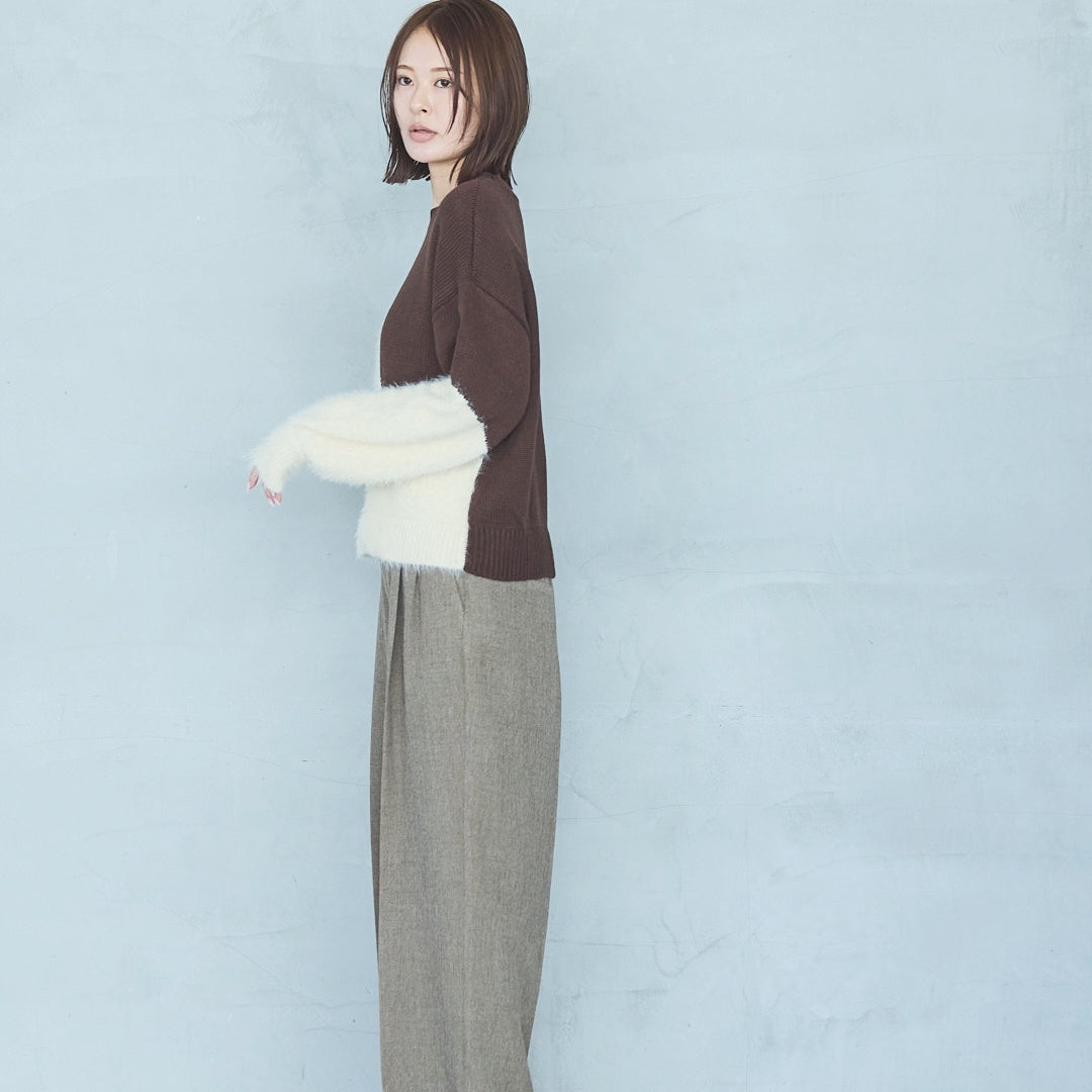 Polyester Stretch Mannish Tucked Pants