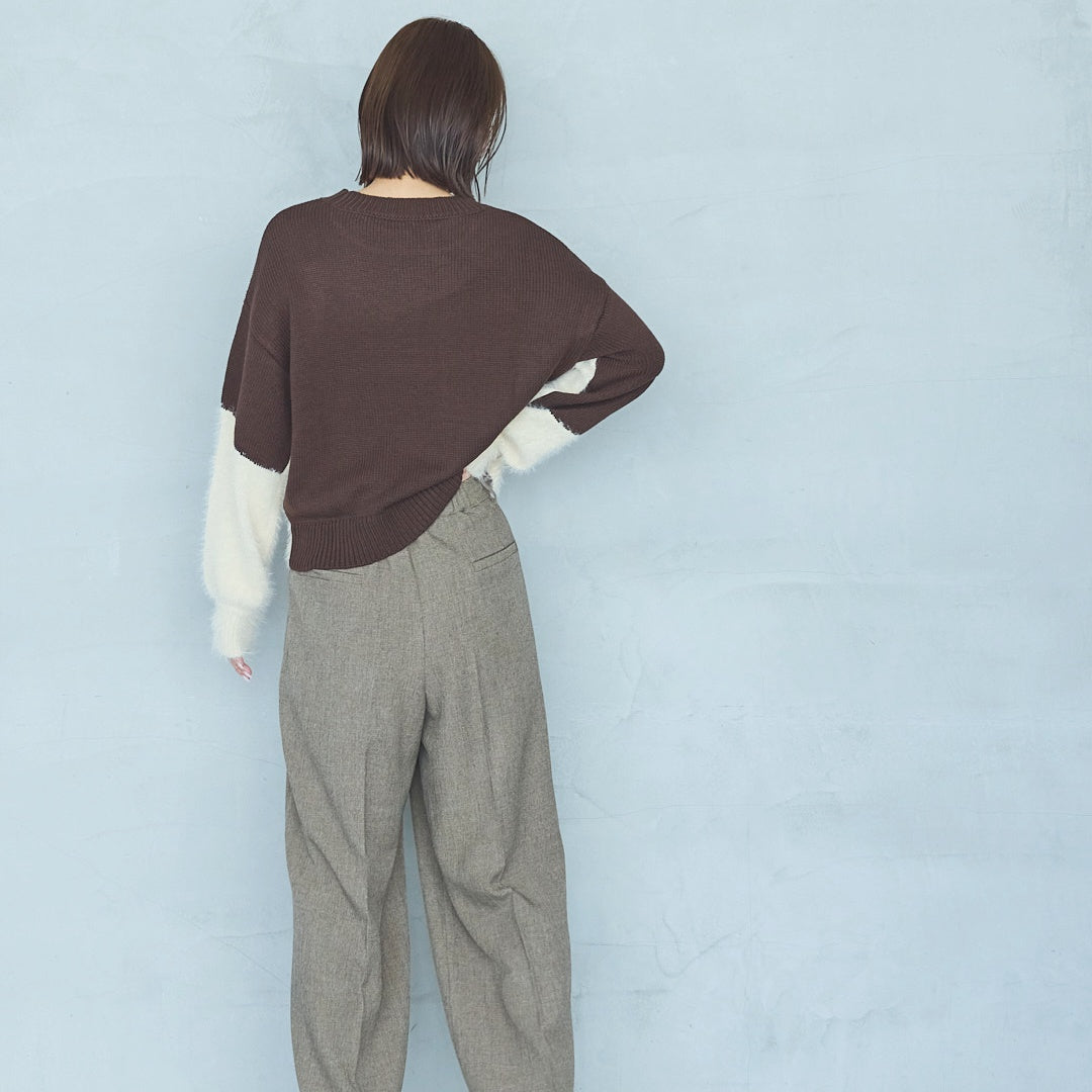 Polyester Stretch Mannish Tucked Pants