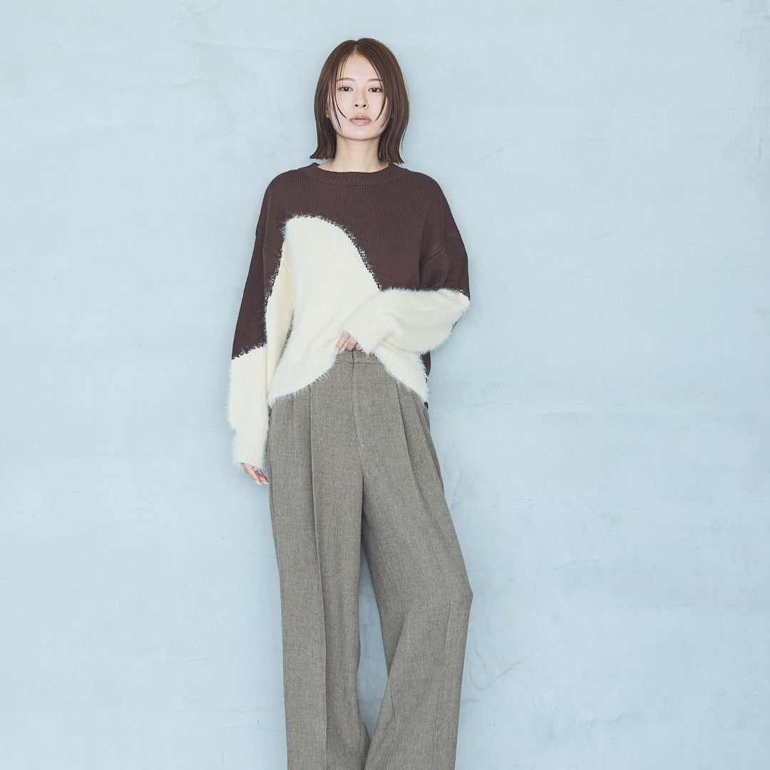 Polyester Stretch Mannish Tucked Pants