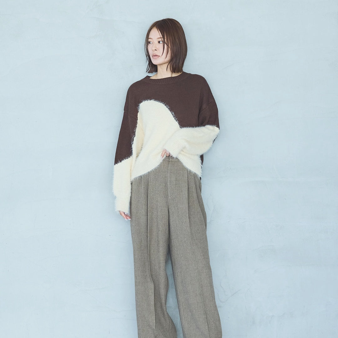 Polyester Stretch Mannish Tucked Pants